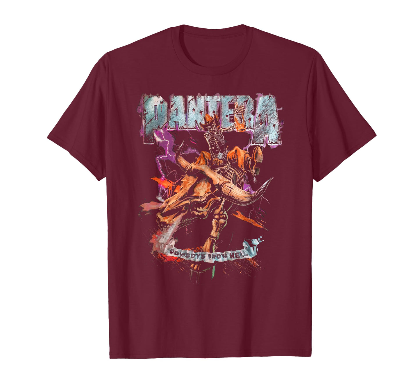 Pantera Official Cowboys From Hell Riding Skeleton Short Sleeve T-Shirt