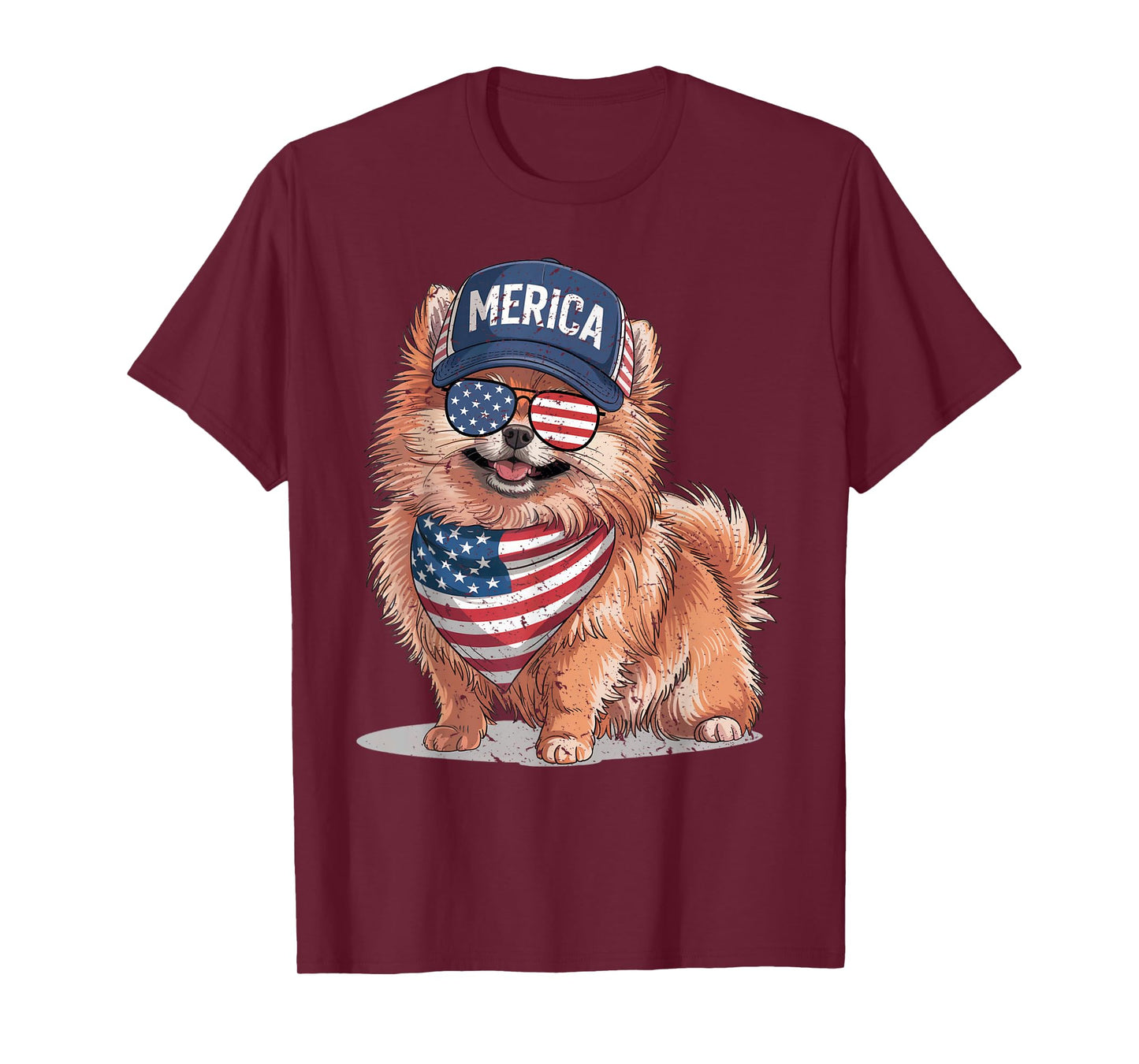 Pomeranian 4th of July US American Flag Pom Dog Patriotic T-Shirt for Men Women Kids