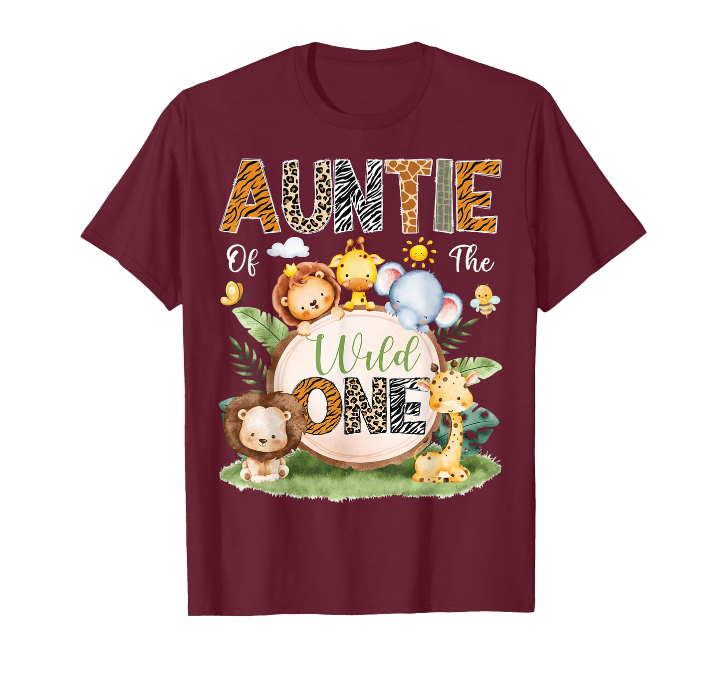 Auntie Of The Wild One 1St Birthday Boy Safari Jungle T-Shirt
