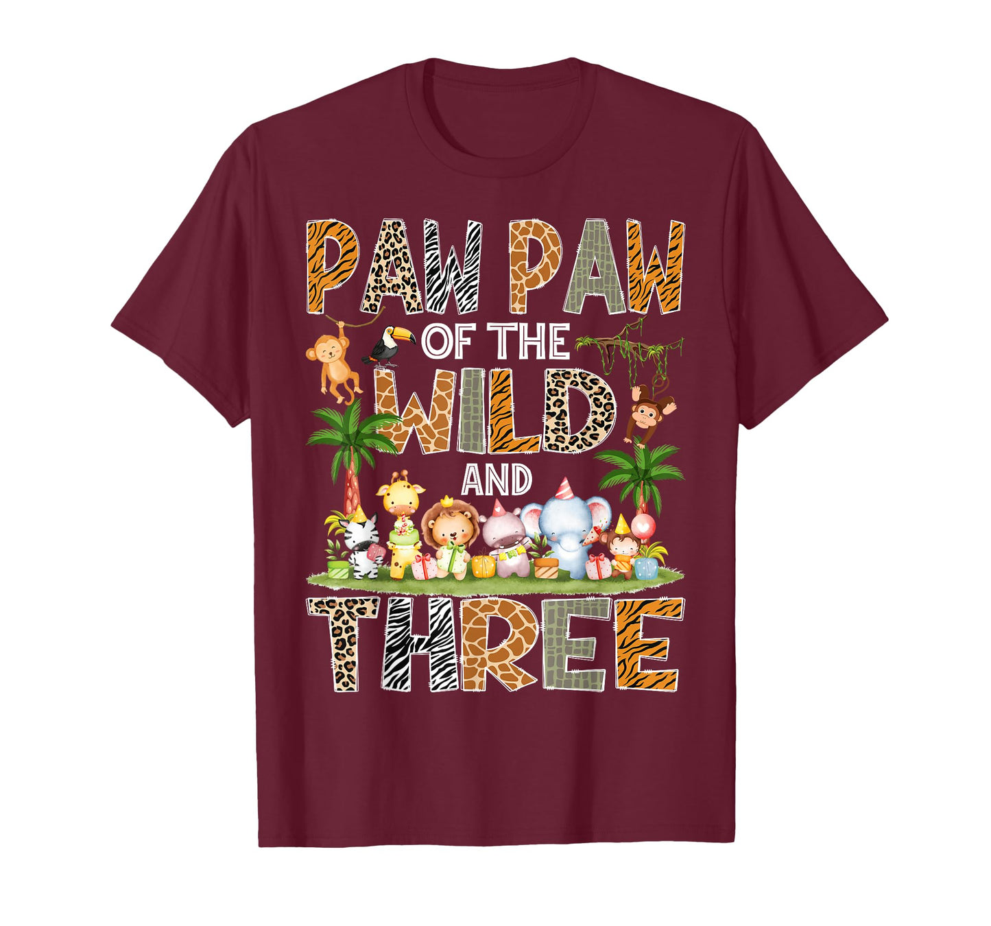 Paw Paw Of The Wild & Three 3Rd Birthday Safari Jungle T-Shirt