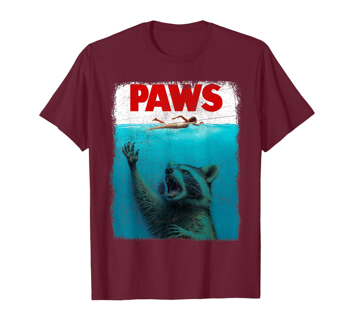Raccoon Paws Funny Swimming Shark Vintage Retro Humor T-Shirt