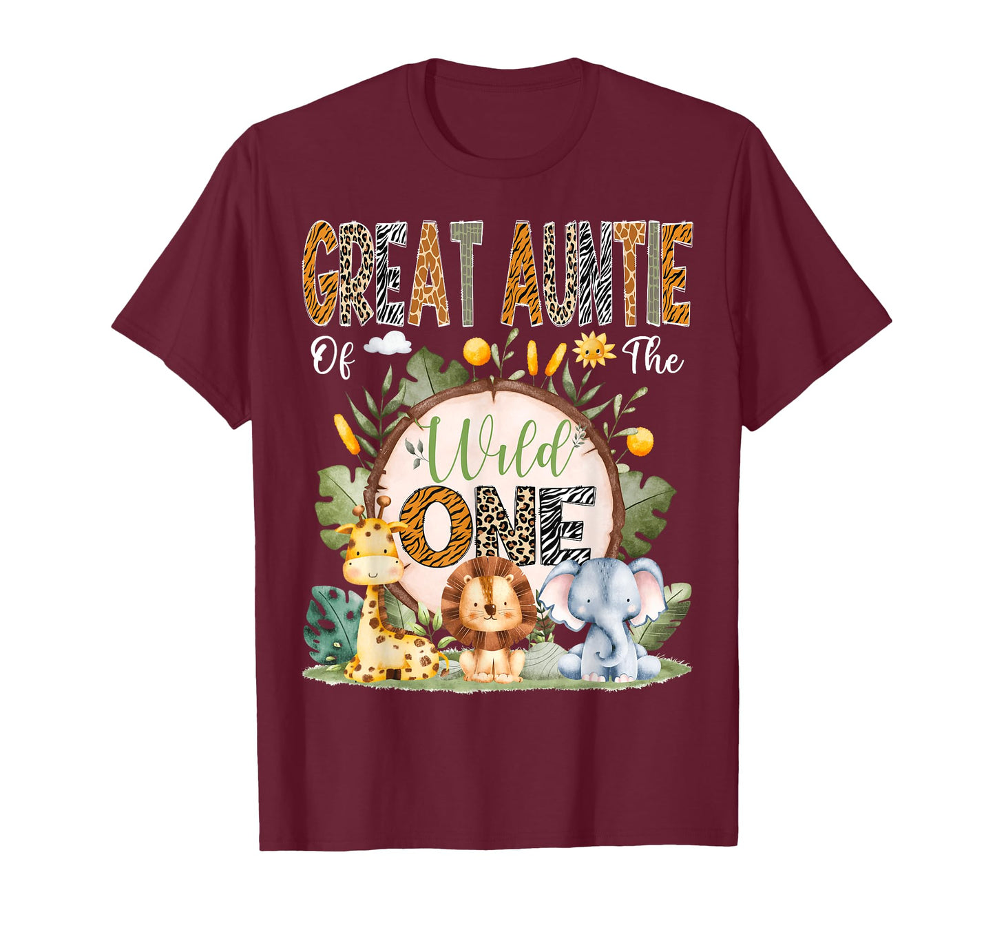 Great Auntie Of The Wild One 1St Bday Safari Jungle Animal T-Shirt
