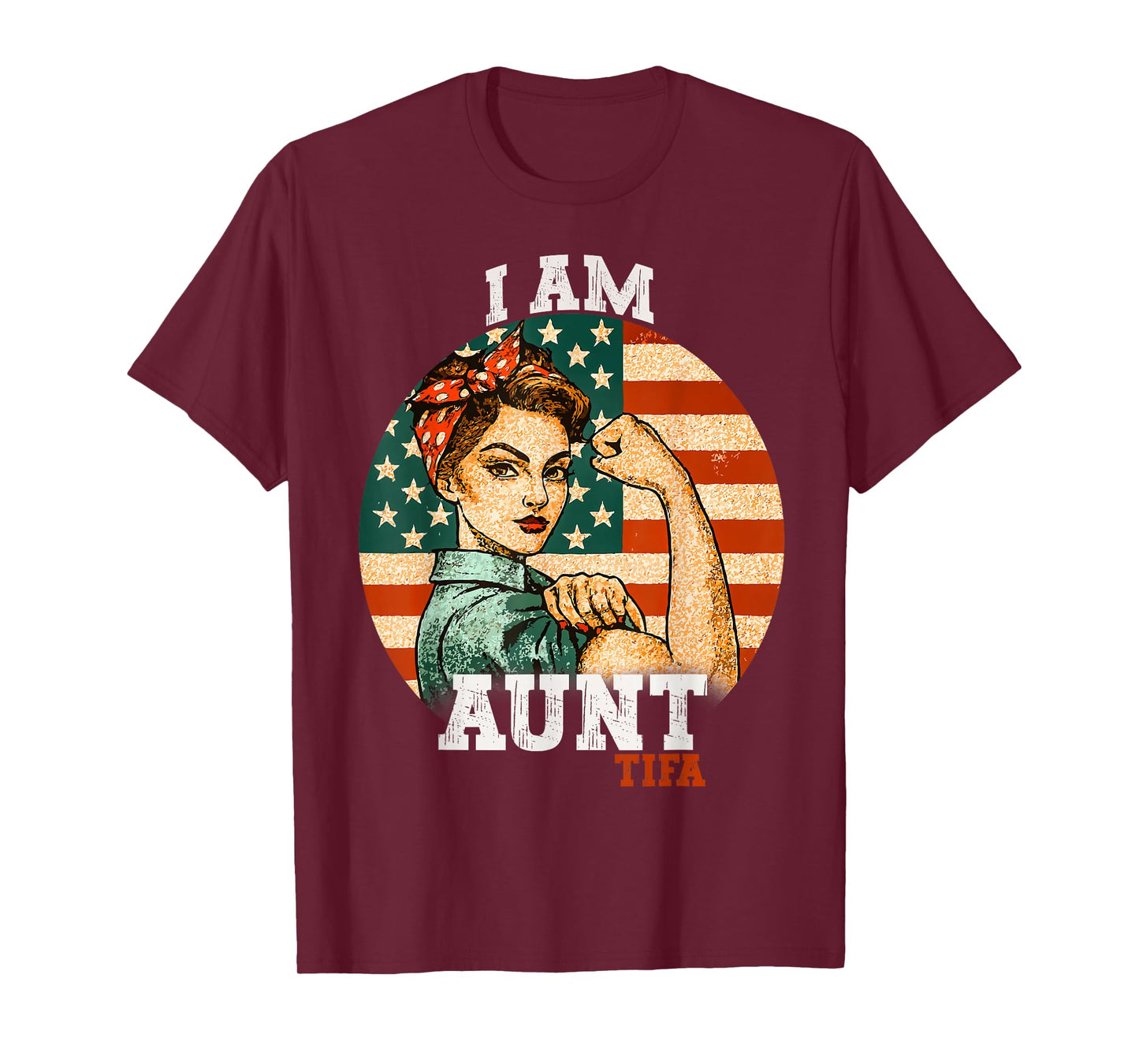 Vintage I Am Aunt Tifa Woman's Girl America Flag Design T-Shirt