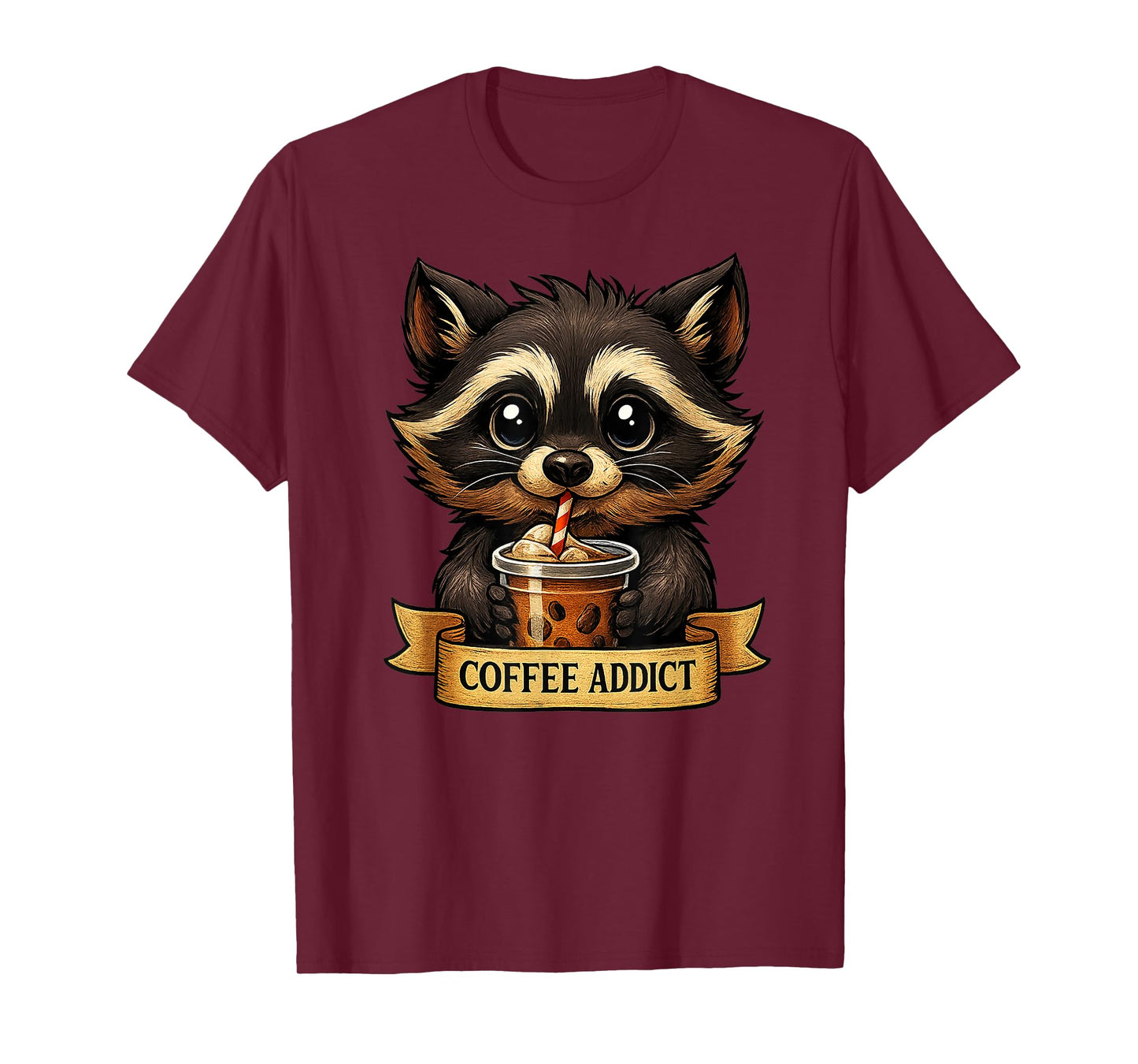 Cute Raccoon Drink Coffee Funny Gifts for Men Women Teen Kid T-Shirt