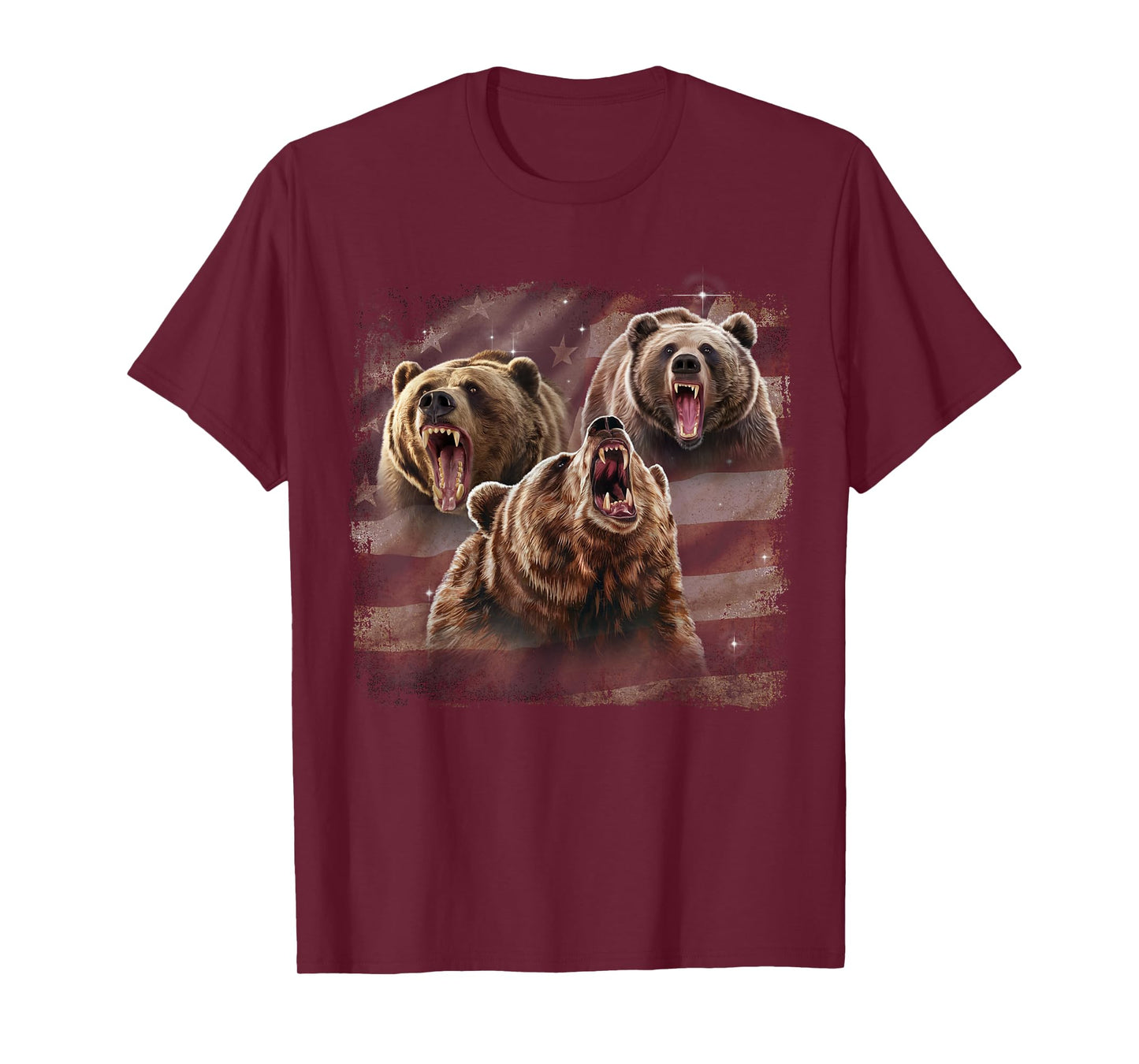 Patriotic USA Grizzly Bear American Flag 4th Of July T-Shirt