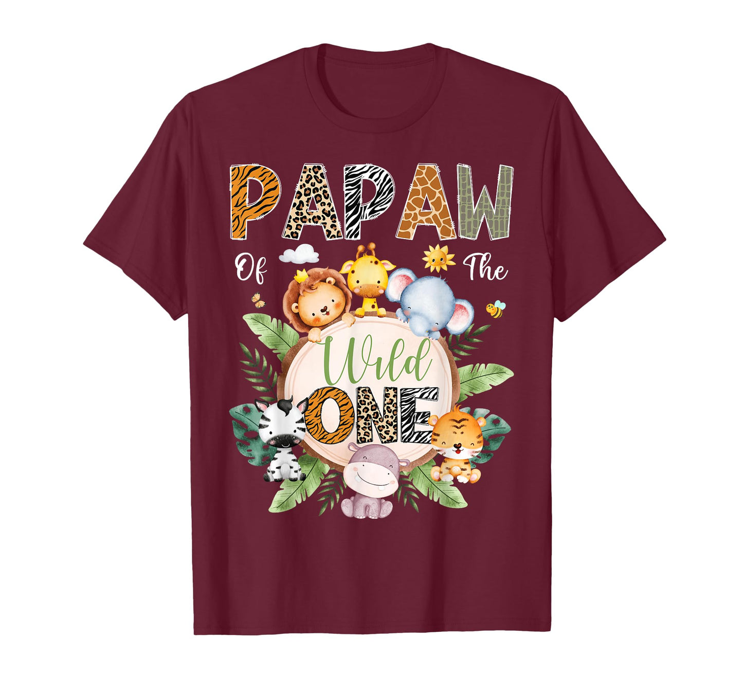 Papaw Of The Wild One 1St Birthday Safari Jungle Animal T-Shirt