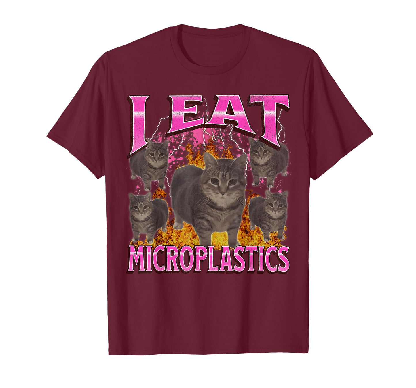 I Eat Microplastics Funny Cat Meme Bootleg Graphic Men Women T-Shirt