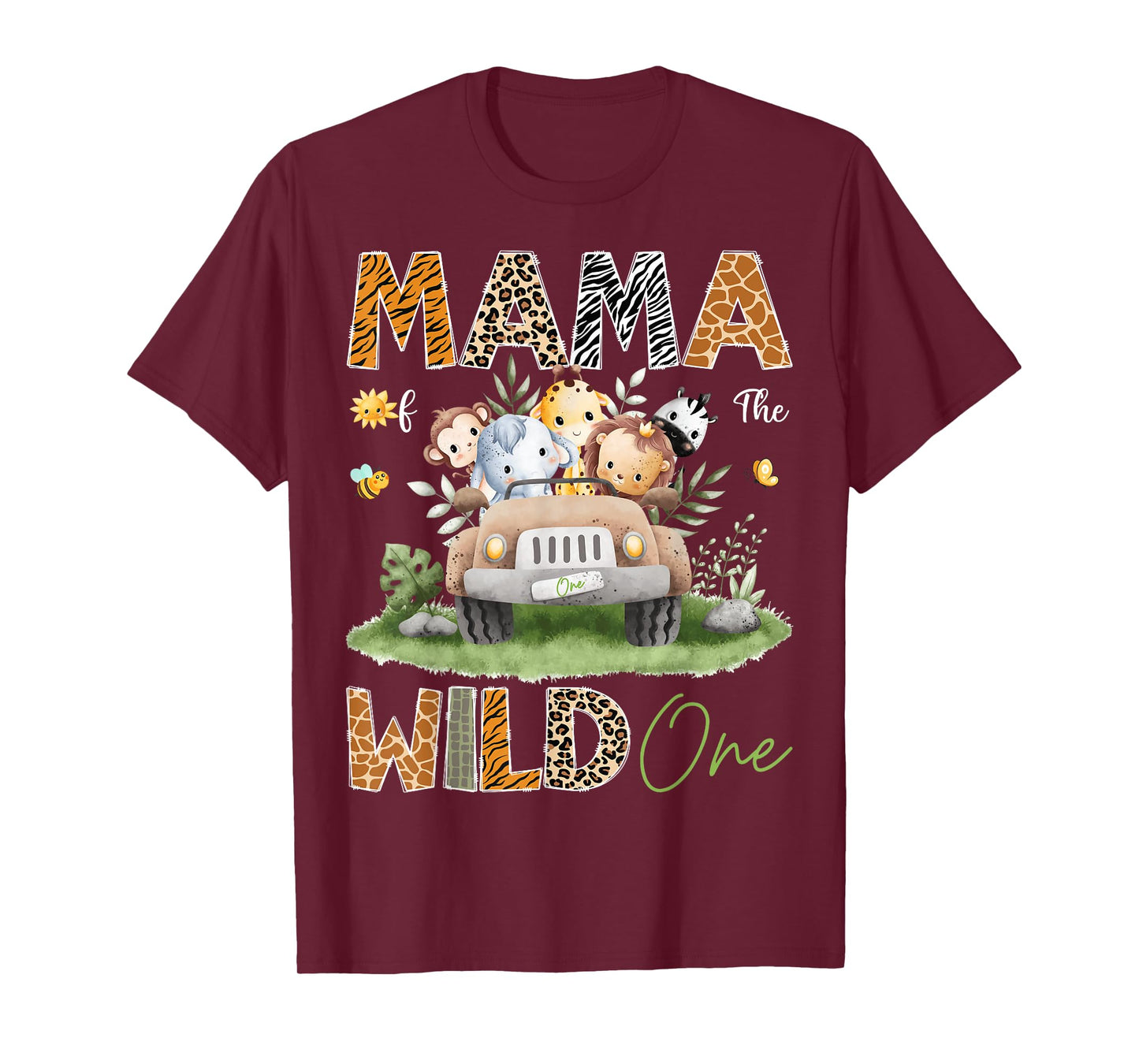 Mama of the Wild One 1St Birthday Safari Animals Truck T-Shirt