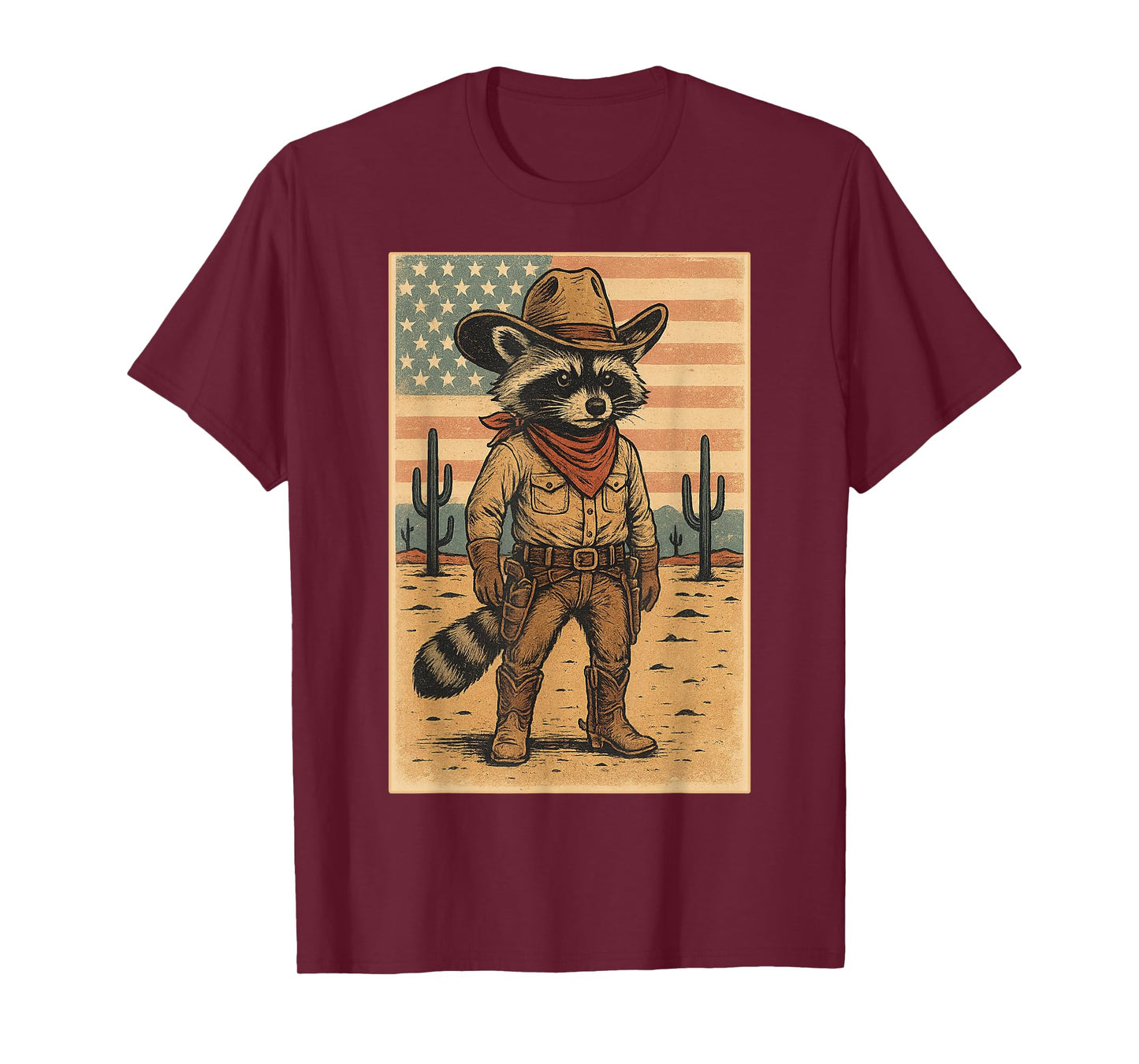 Raccoon Cowboy Cowgirl Racoons Vintage US Country Western T-Shirt