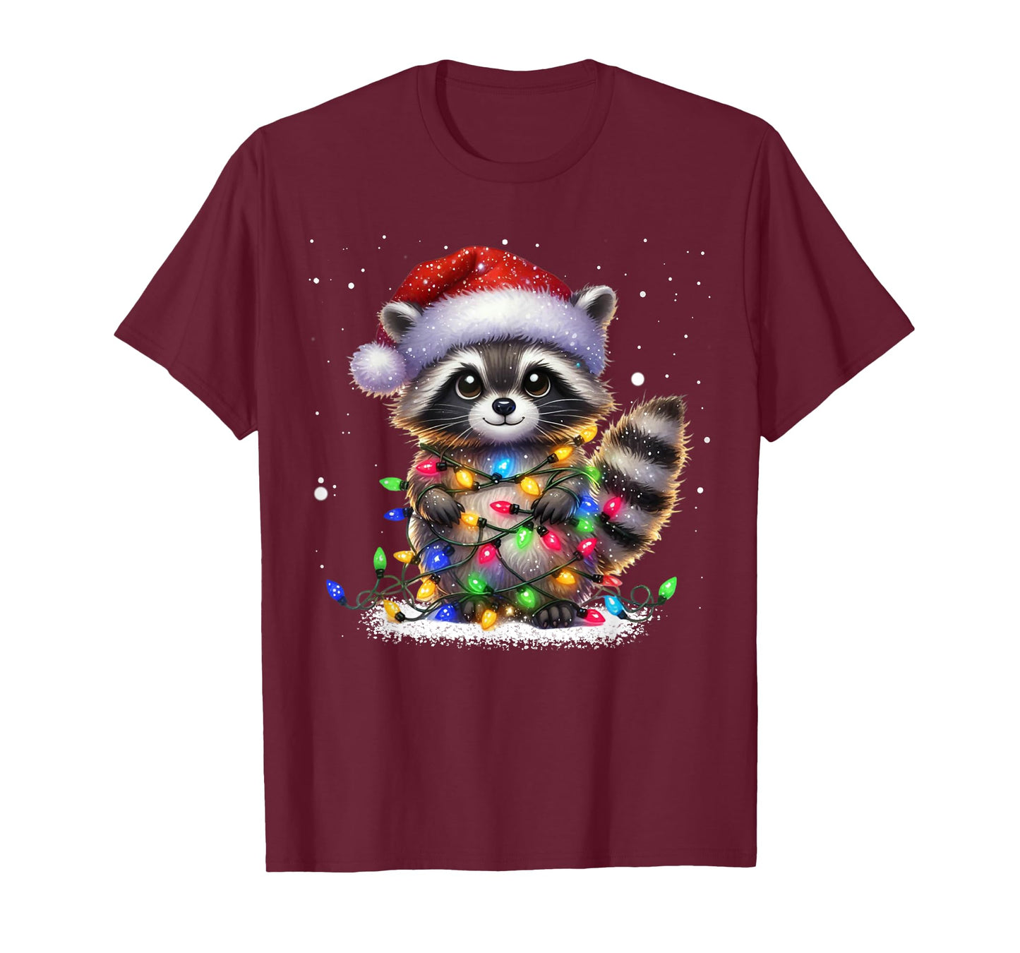 Christmas Racoon Funny Christmas Lights Raccoon Holiday T-Shirt