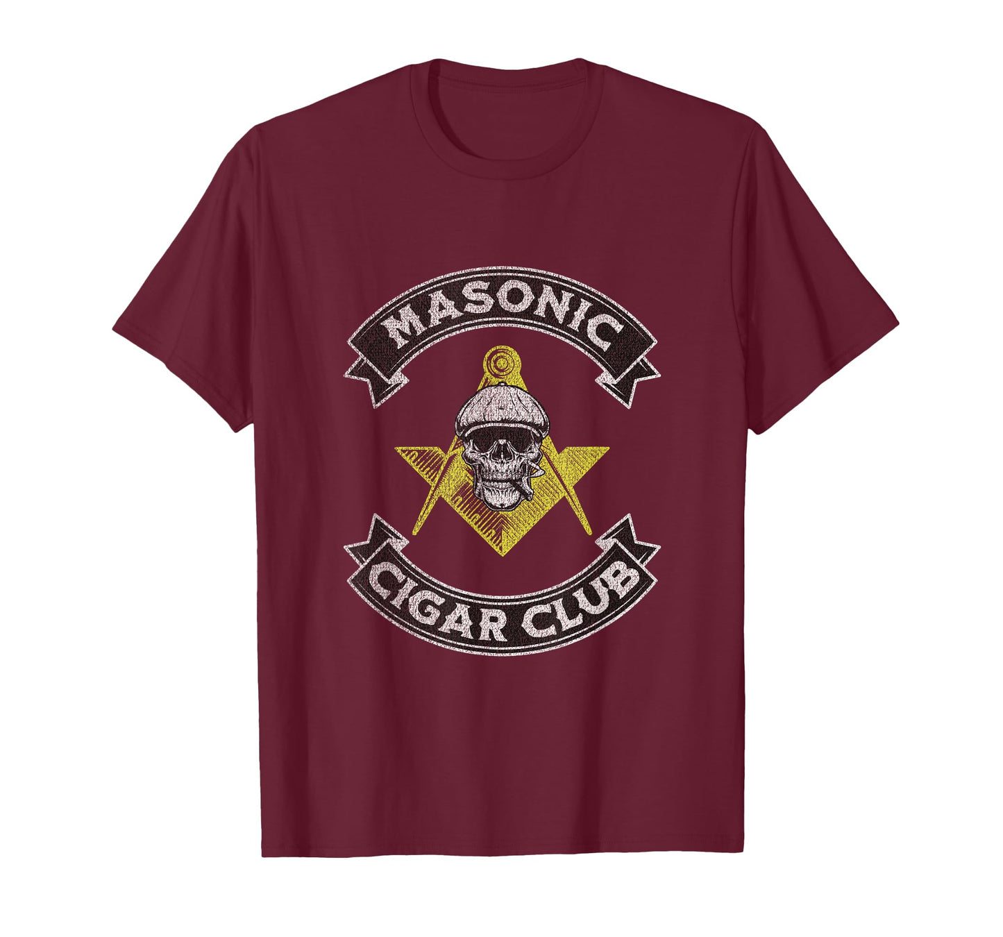 Masonic Cigar Club Smoking Skull Mason Symbol Freemason Fun Women Men T-Shirt
