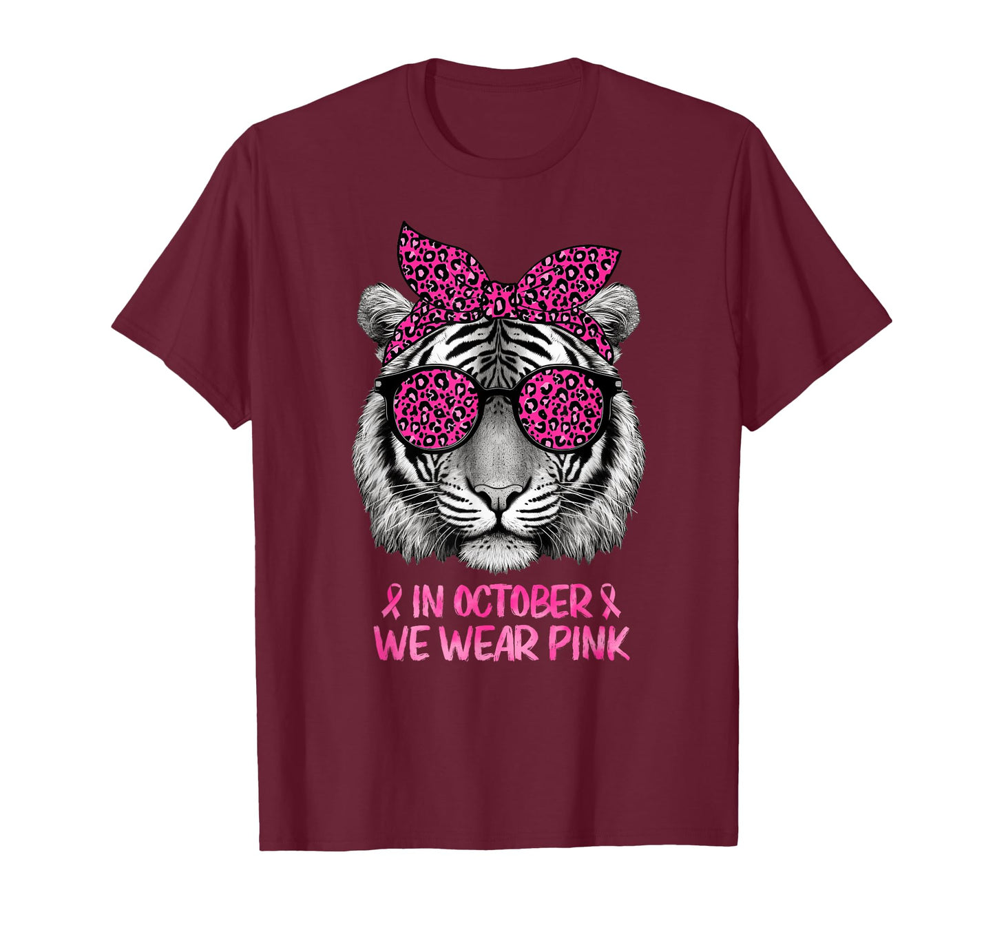 Tiger In October We Wear Pink Breast Cancer Awareness T-Shirt