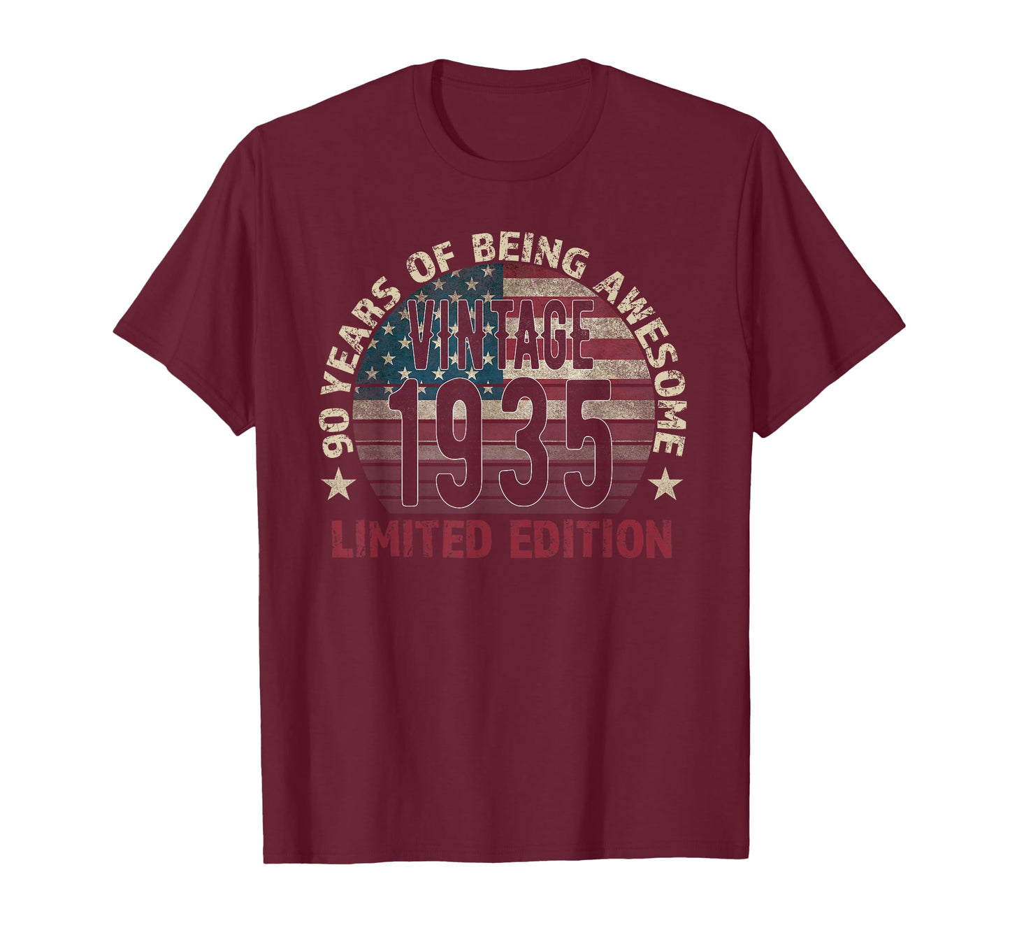 90th Birthday Gift men Vintage born 1935 turning 90 Year Old T-Shirt