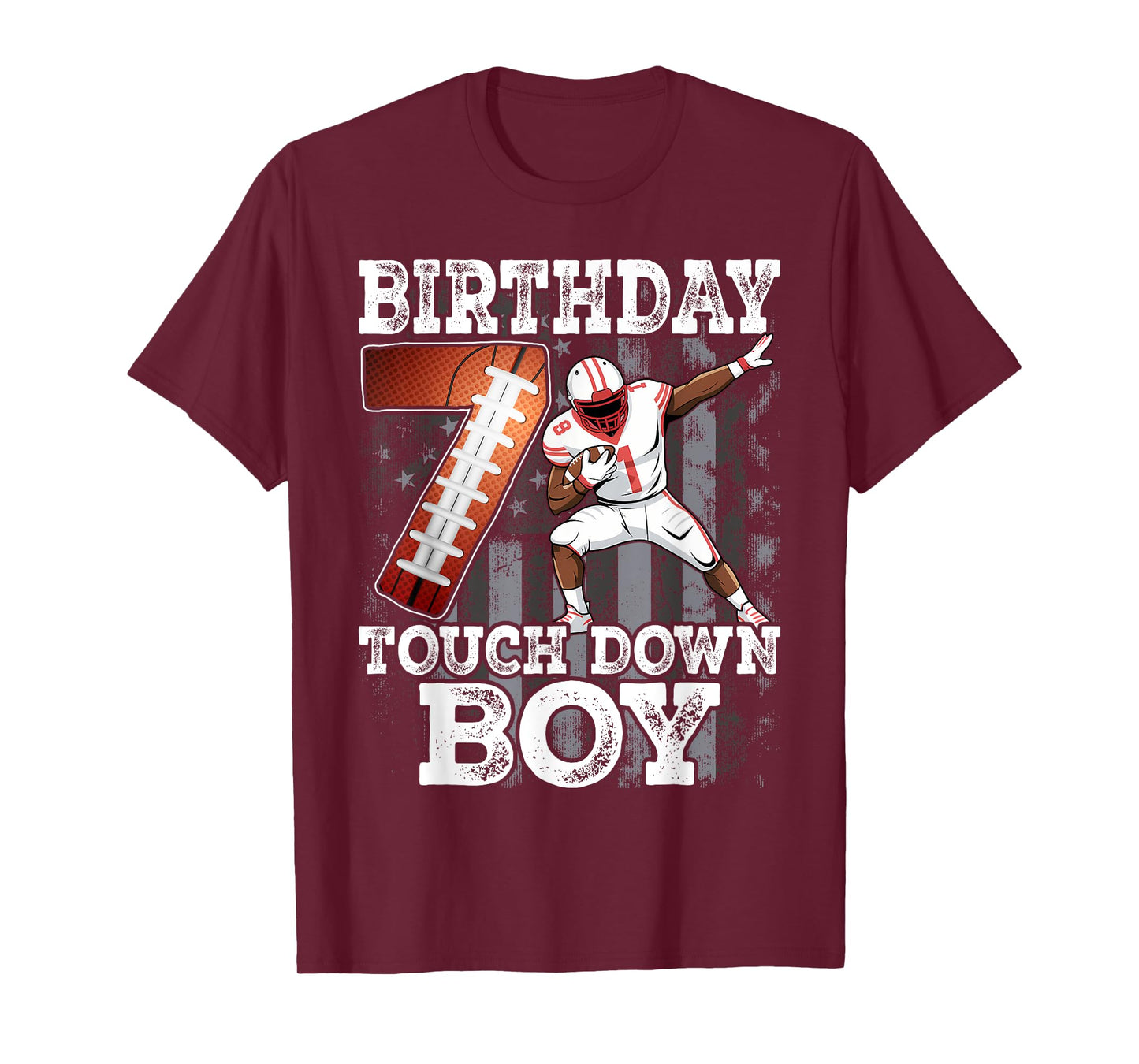 7th Birthday Football Boy - 7 Years Old Kid Football T-Shirt