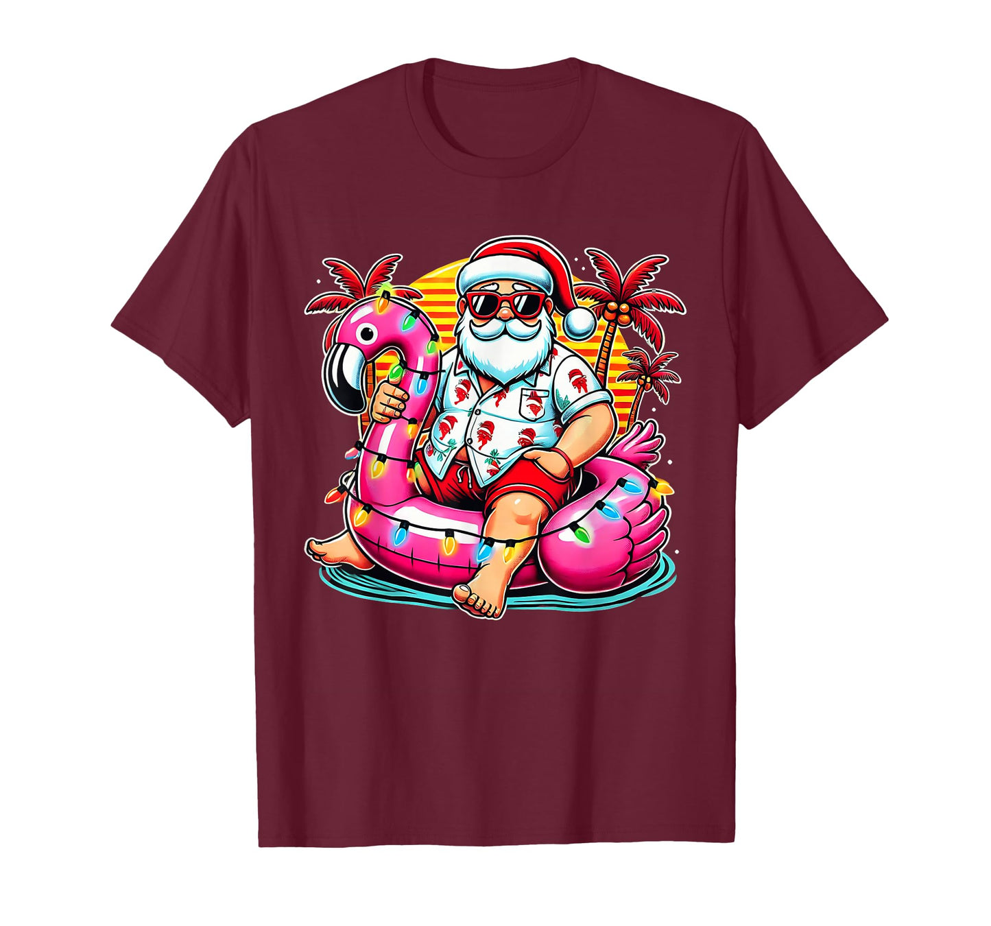 Christmas in July Shirt Santa Flamingo Float Summer Xmas T-Shirt