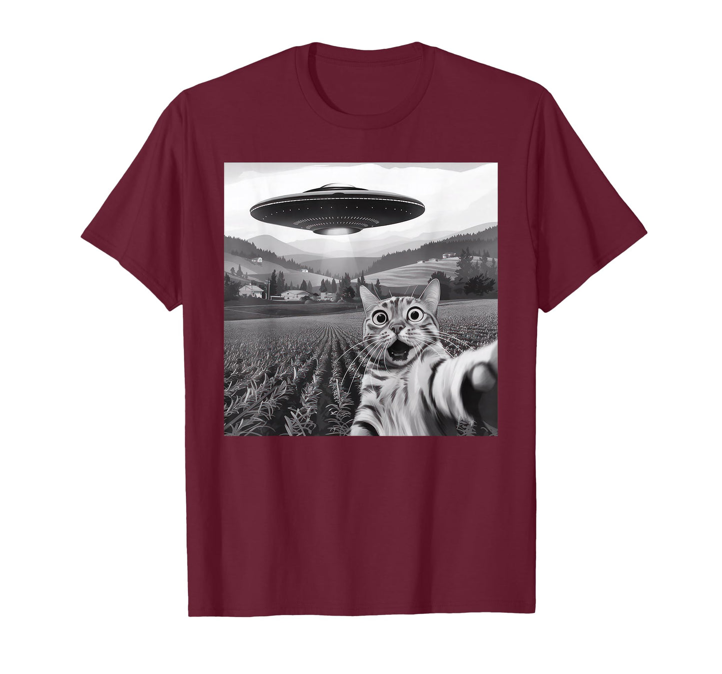 Cat Selfie With Alien UFO Cat Gifts For Men Women Kid T-Shirt