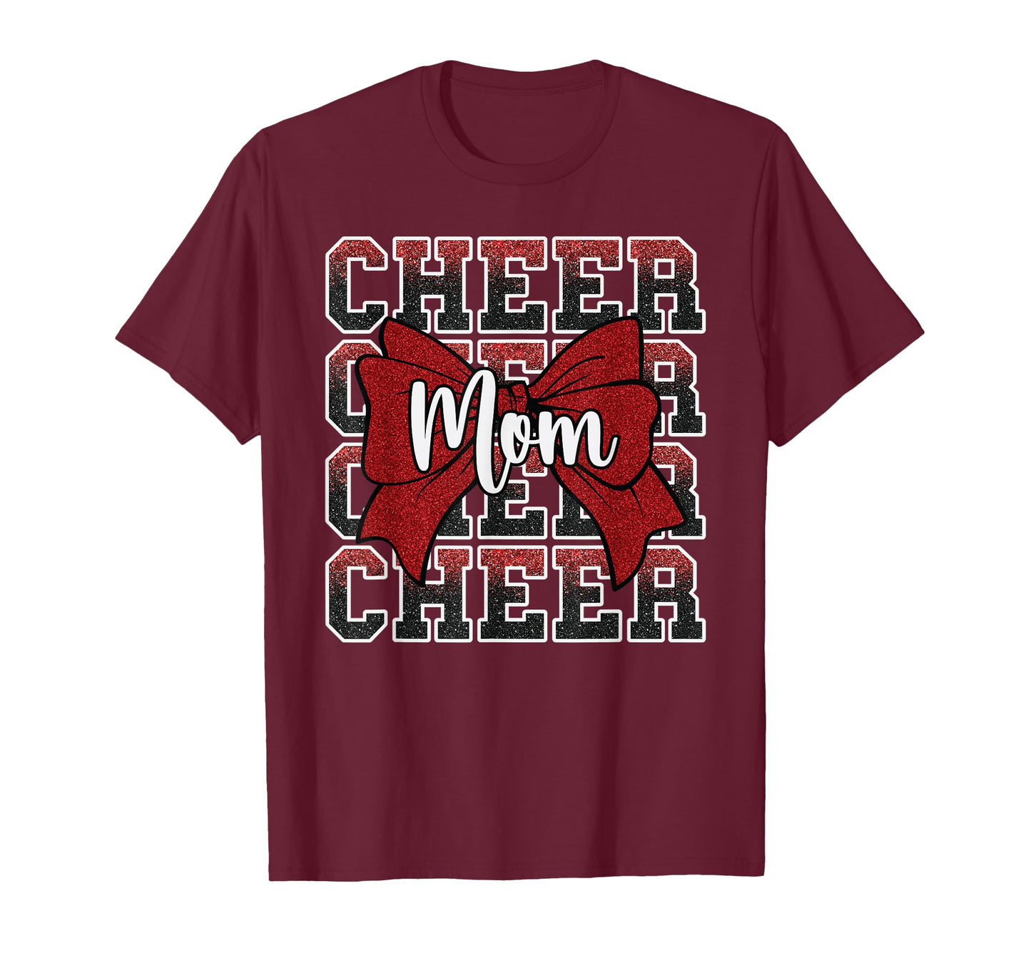 Cheer Mom Mama Bow Sport Cheerleader Cheerleading Red T-Shirt