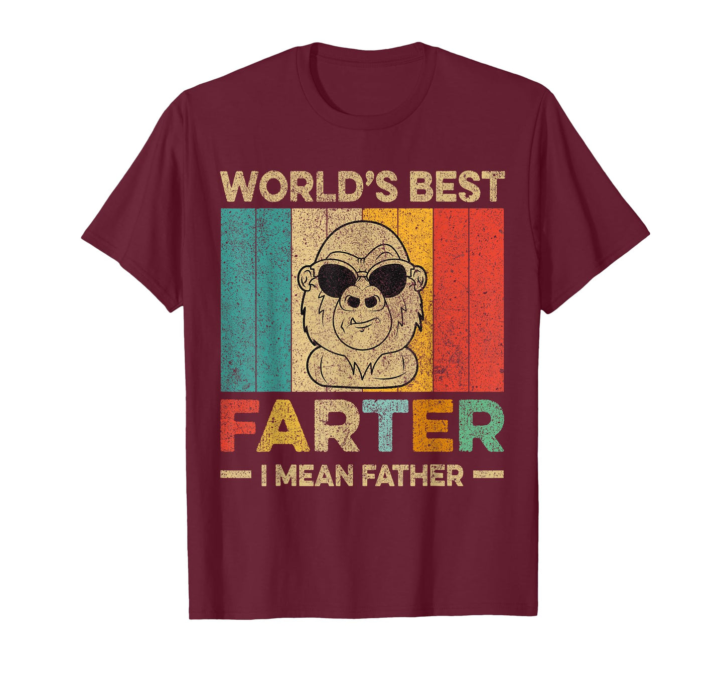 Worlds Best Farter I Mean Father Mens Fathers Day Monkey Dad T-Shirt