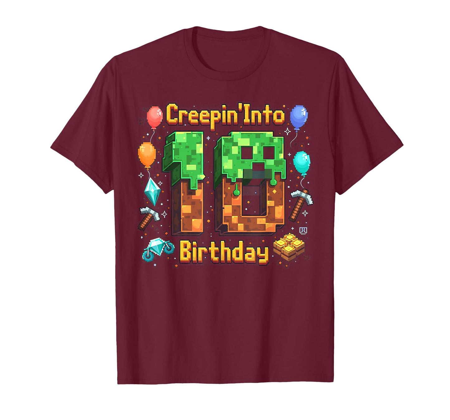 It's My 10th Birthday Boy Gamer Creepin’ Into 10 Gamer Pixel T-Shirt