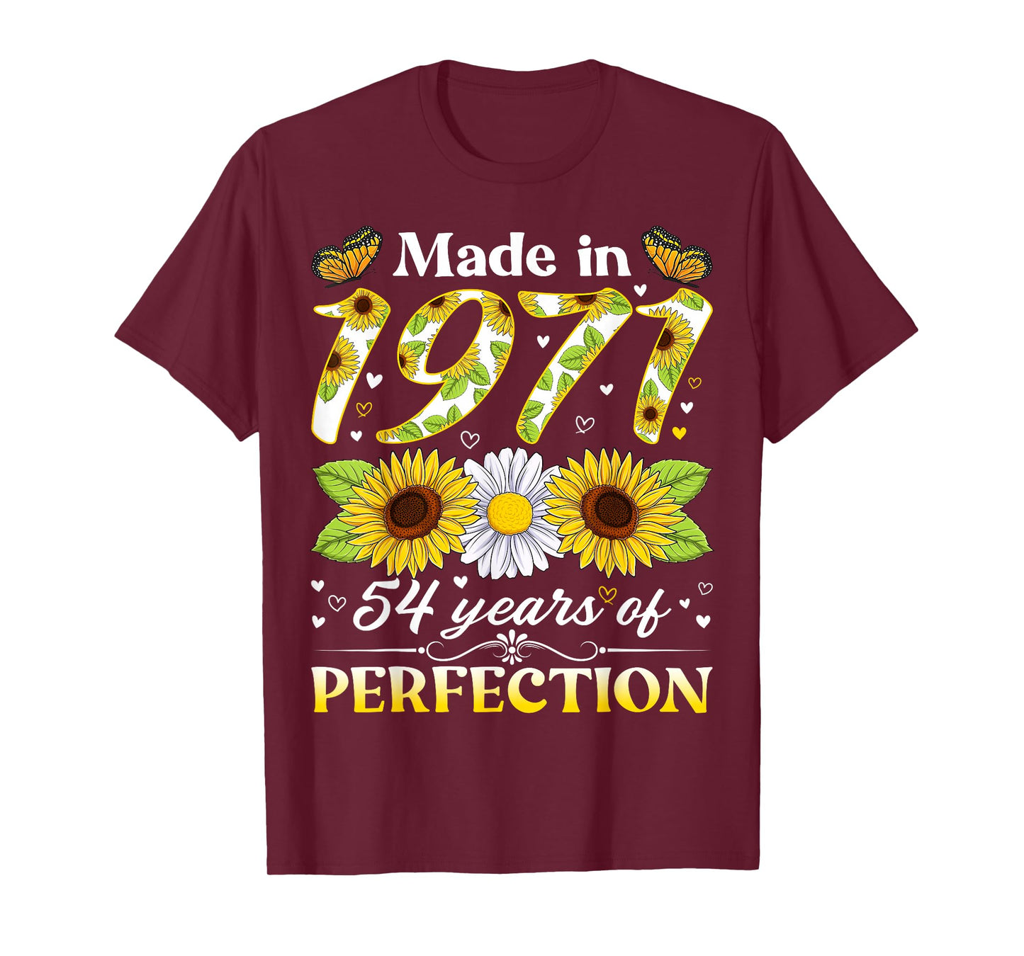 54 Years Old 1971 Sunflower Floral 54th Birthday Women T-Shirt