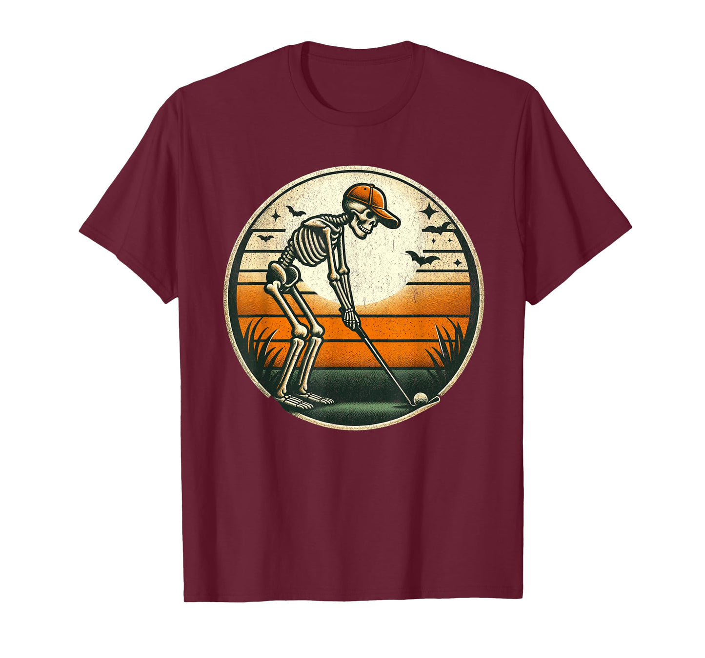 Skeleton Golf Halloween Golfer Golf Player Funny Men Dad T-Shirt