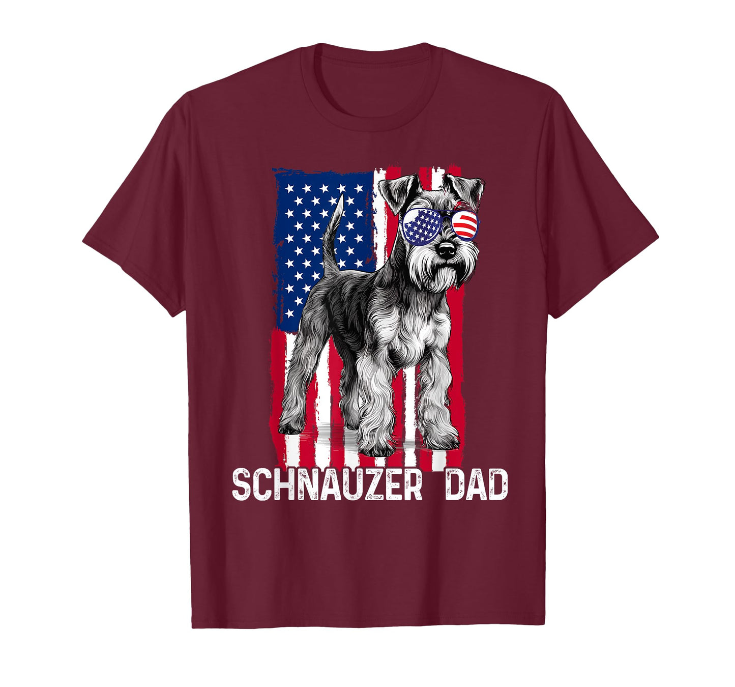 Dog Dad Fathers Day Gift Mini Schnauzer USA Flag 4th of July T-Shirt