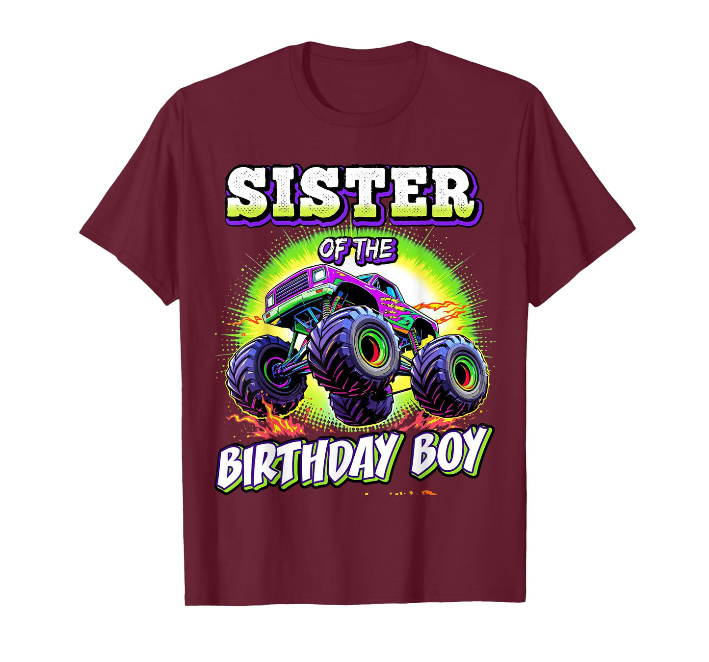 Sister of the Birthday Boy Monster Truck Birthday Party T-Shirt