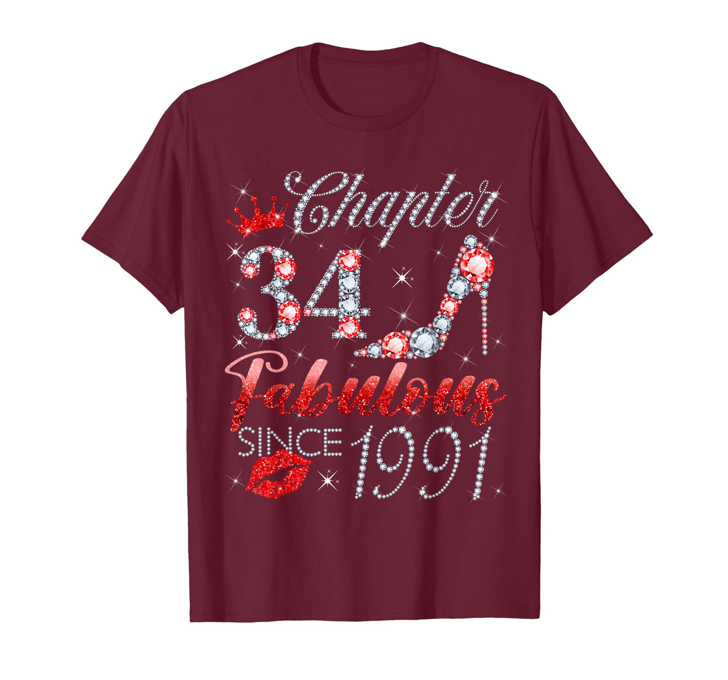 Chapter 34 Fabulous Since 1991 34 Years Old Women Girl T-Shirt