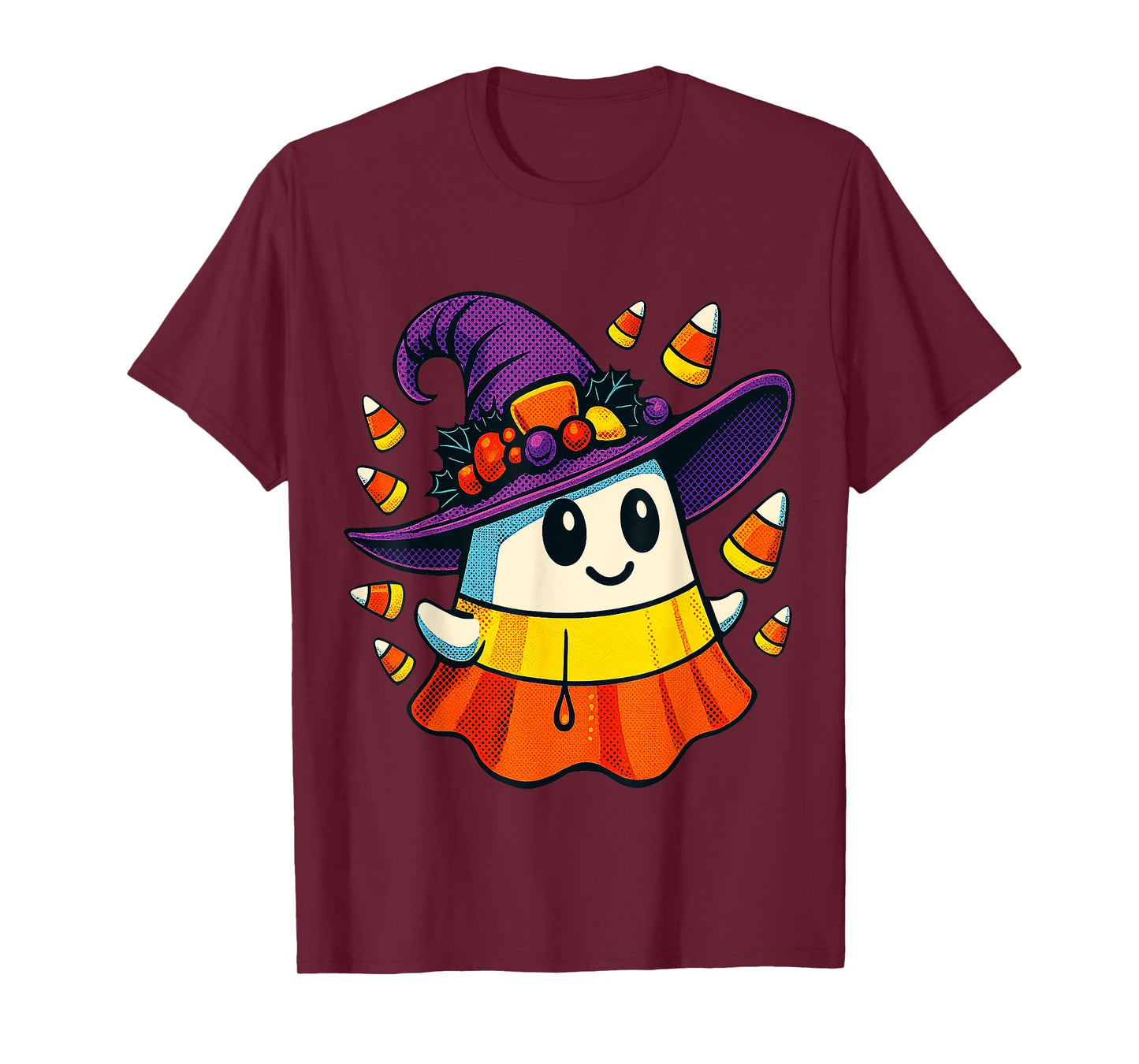 Halloween Ghost Candy Corn Witch Hat Trick Or Treat Kid Boy T-Shirt
