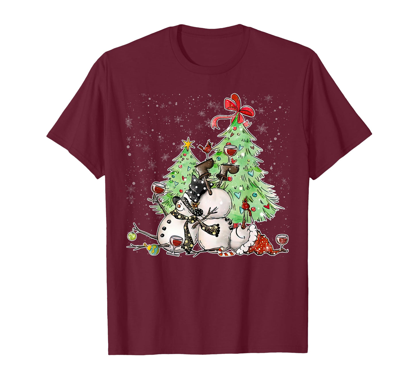 Tipsy Snowman Holiday Season Drinking Wine Snowmen Xmas Men T-Shirt