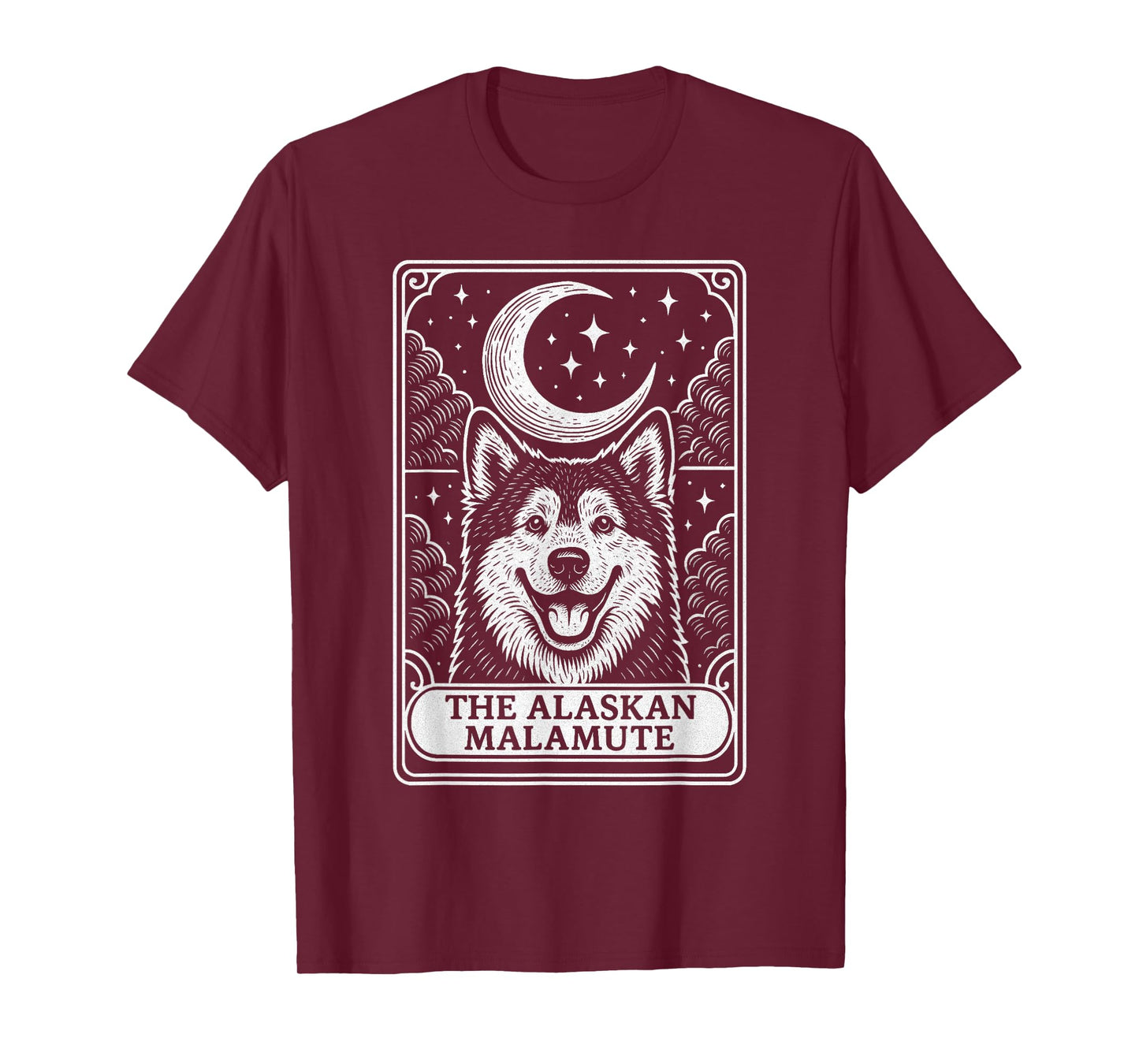 Alaskan Malamute Dog Mom Tarot Card Vintage Crescent Moon T-Shirt