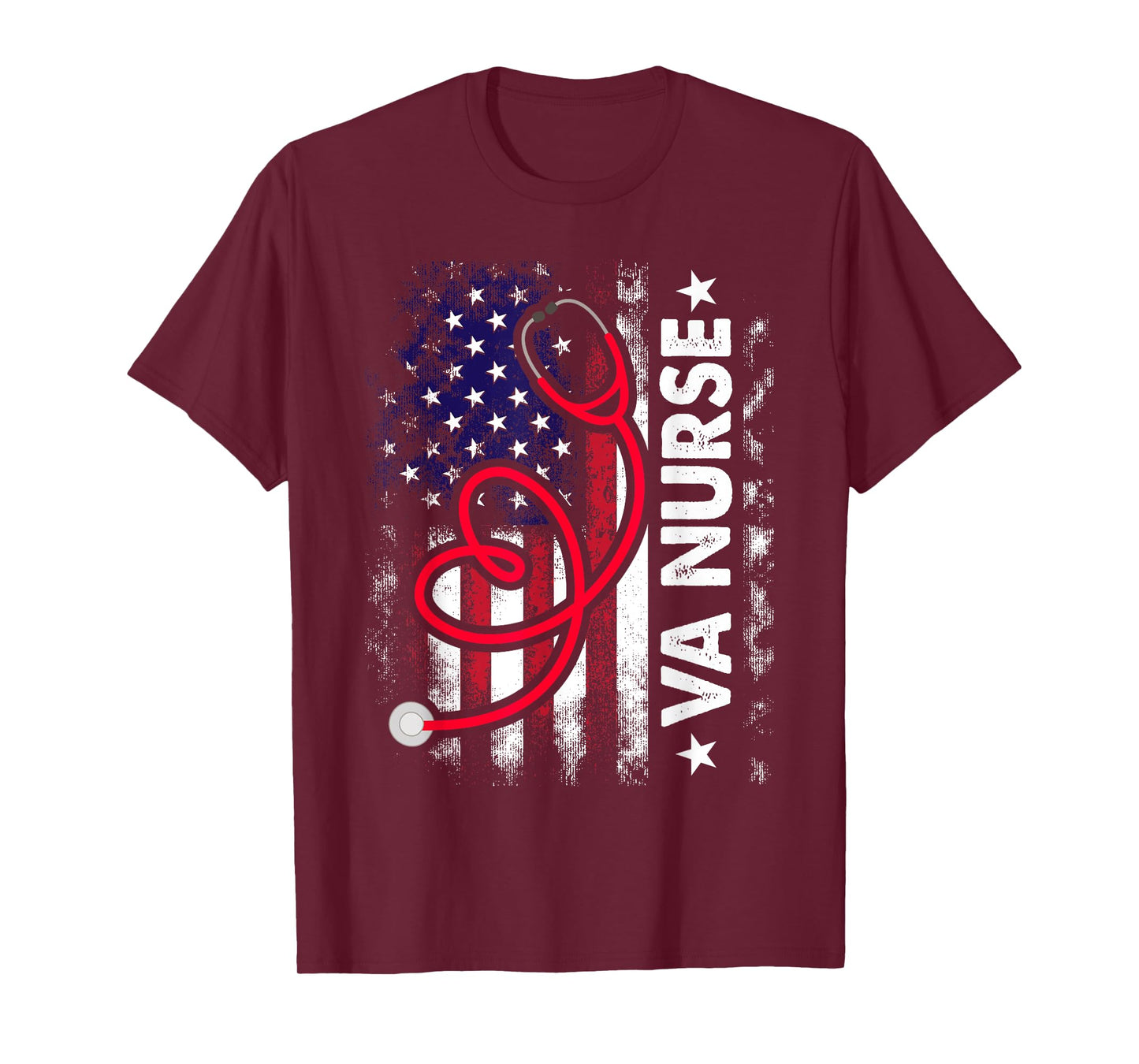 Womens American Flag VA Nurse Patriotic 4th of July T-Shirt