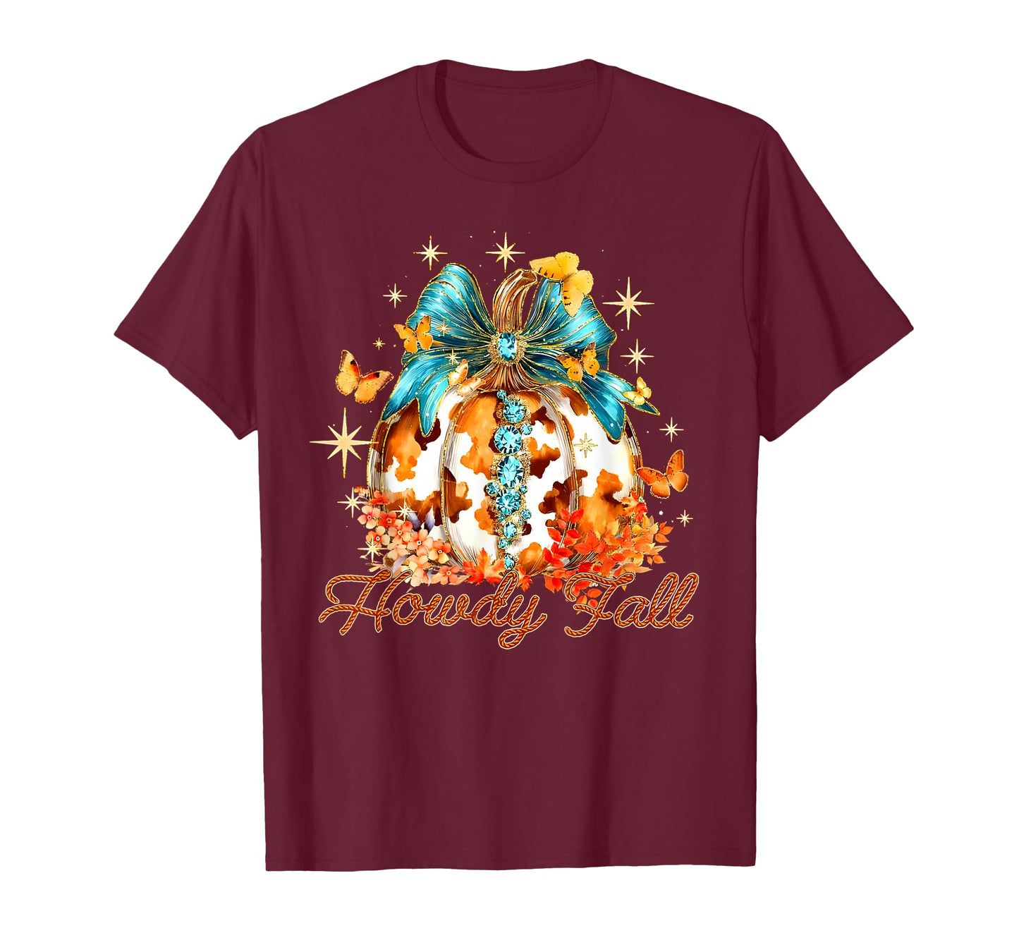 Howdy Fall Western Pumpkin Season Autumn Leaves Thanksgiving T-Shirt