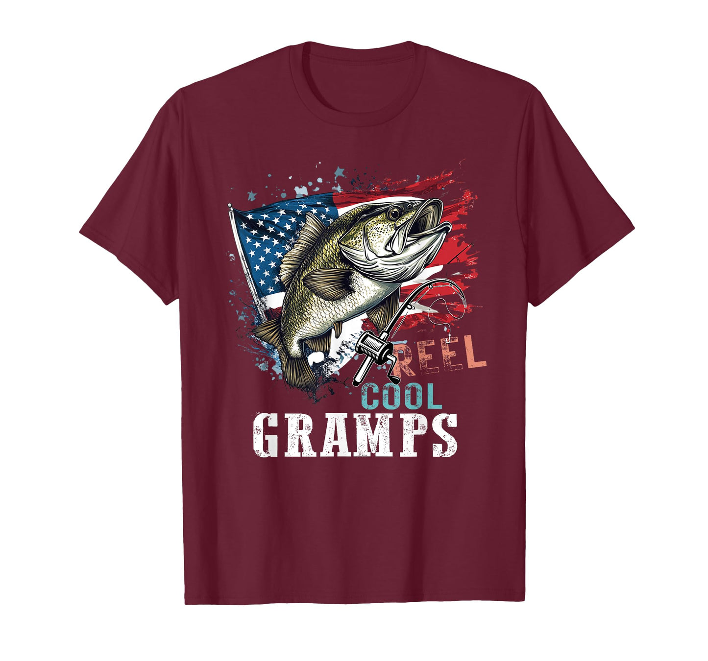 Reel Cool Gramps Camouflage American Flag Father's Day T-Shirt