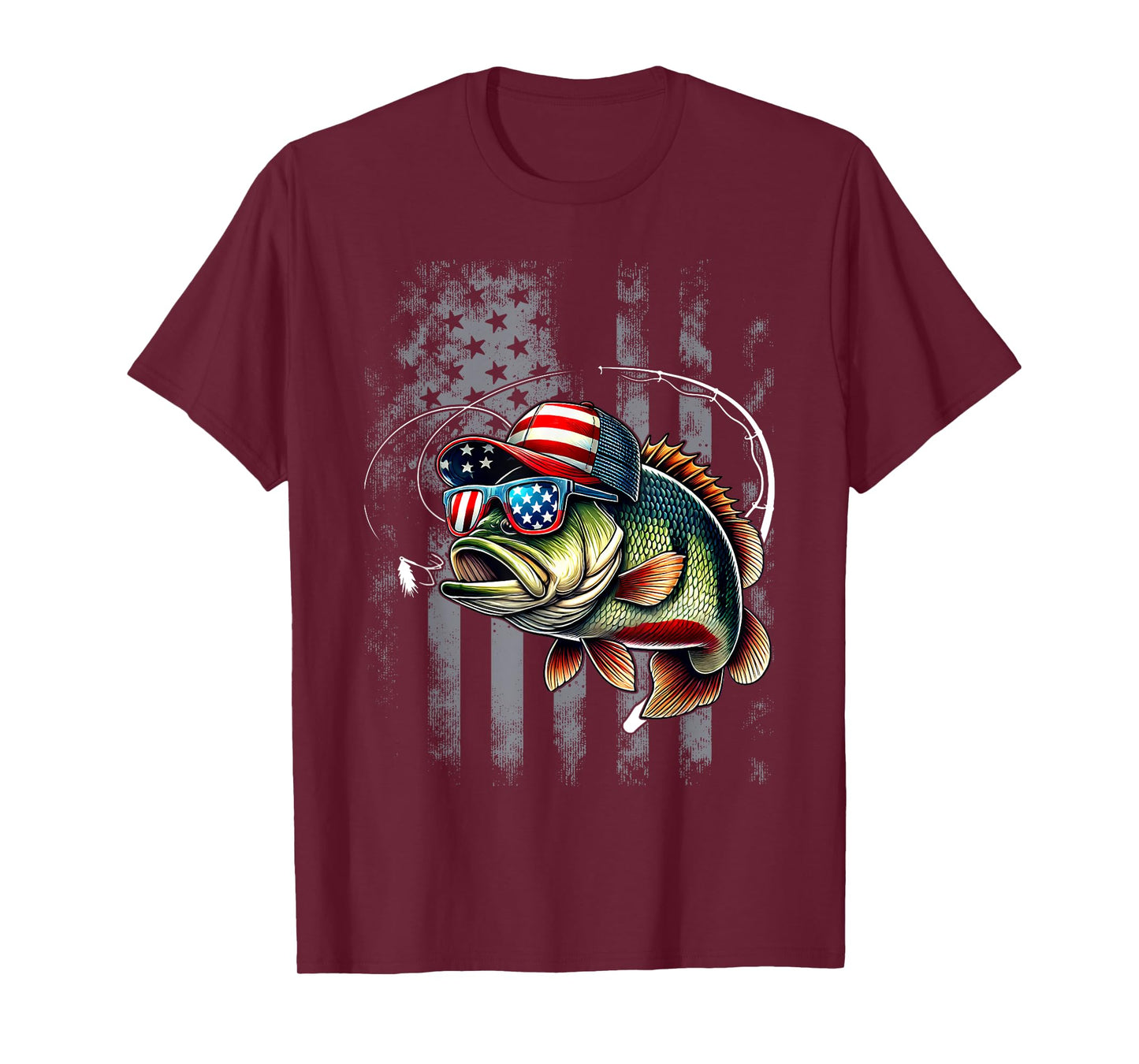 Funny Fishing & Fisherman American Flag T-Shirt