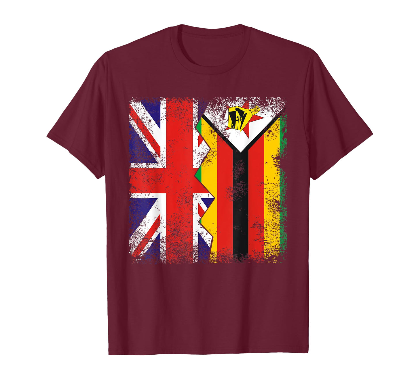 Zimbabwean Roots | Half British Flags | UK Zimbabwe Vintage T-Shirt