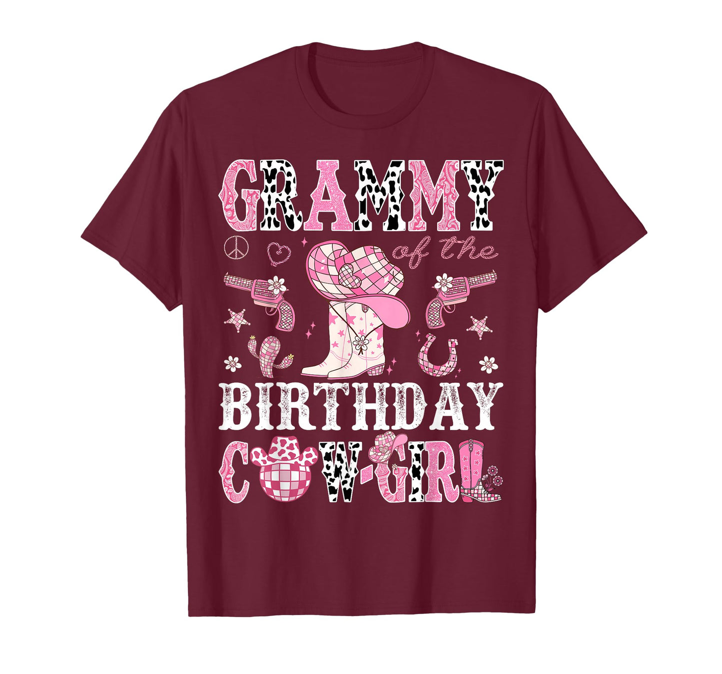 Grammy Of The Birthday Cow-Girl Pink Disco Rodeo Western T-Shirt