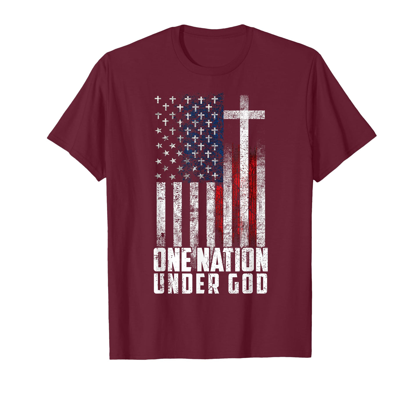 One Nation Under God Flag 4th Of July Patriotic Christian T-Shirt