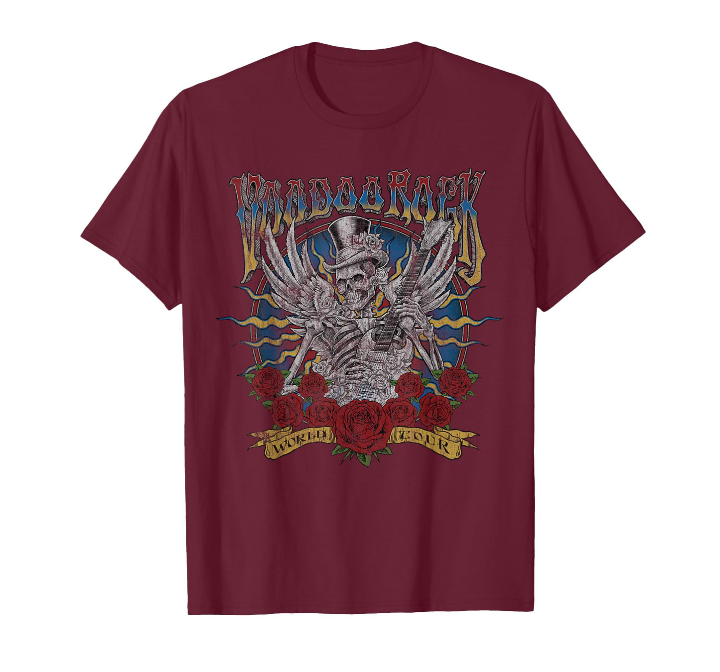 Voodoo Rock Faded Concert Band Tee Music Festival Guitar T-Shirt