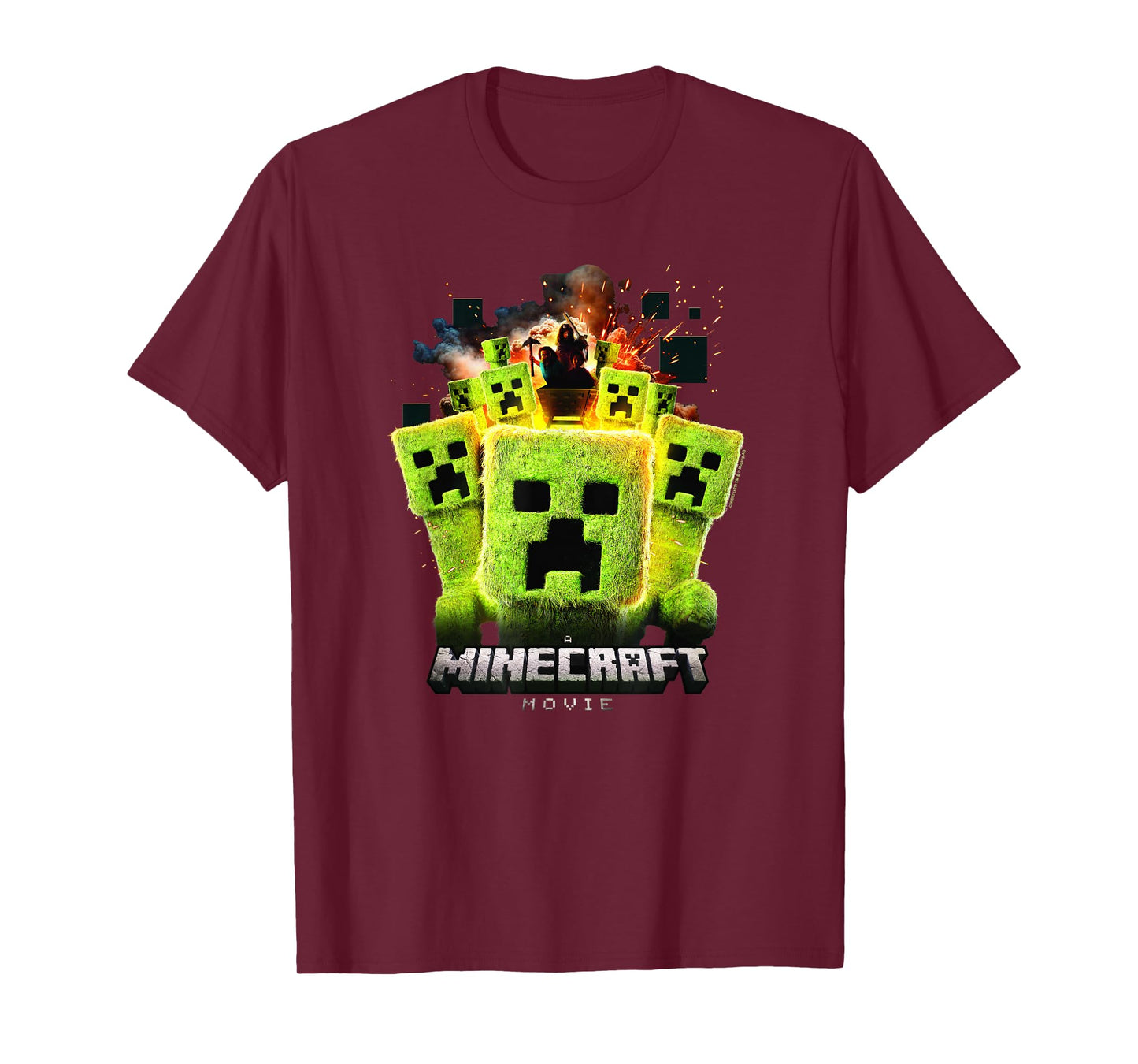 A Minecraft Movie Group Of Creepers Surrounding The Gang T-Shirt