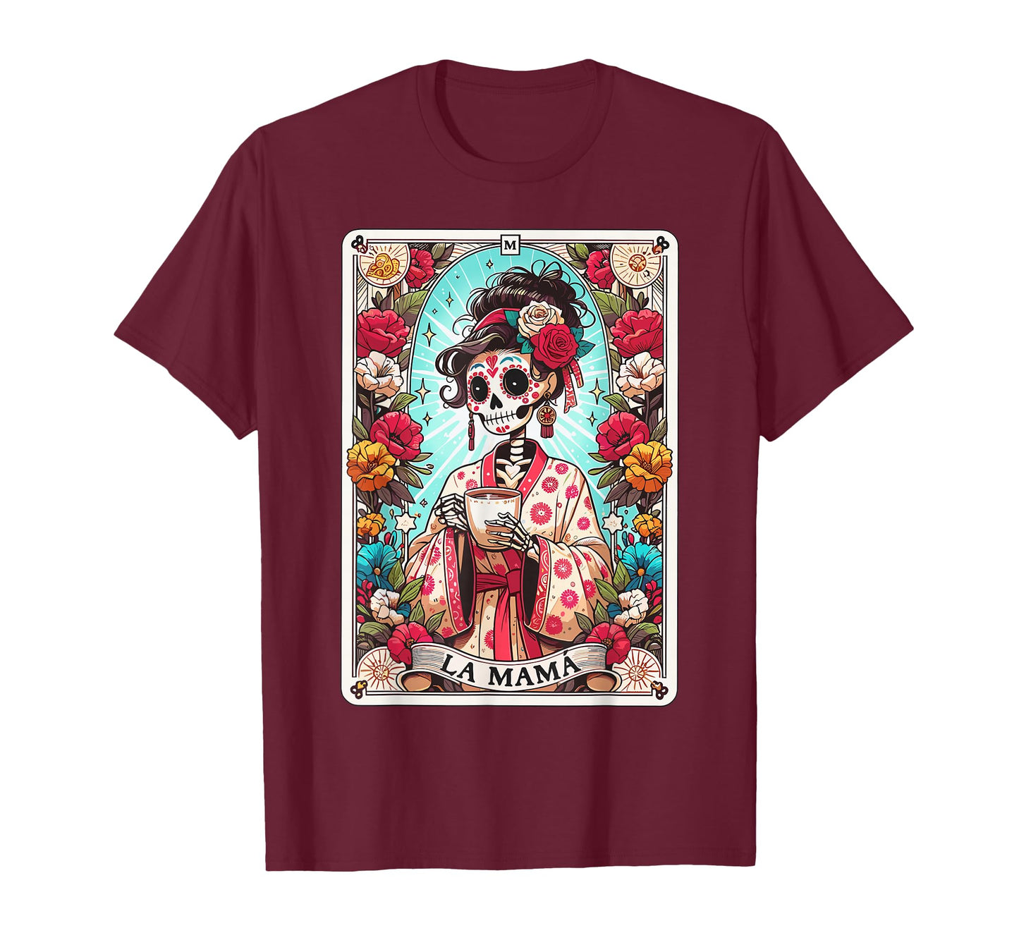 Funny La Mama Tarot Card Mexican Skeleton Mama Happy T-Shirt
