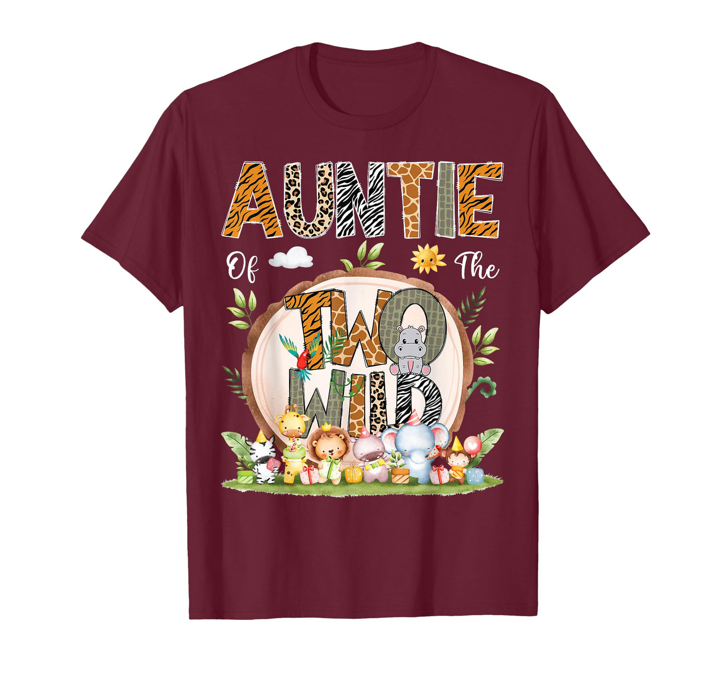 Auntie Of The Two Wild Animal Safari 2Nd Birthday Party T-Shirt