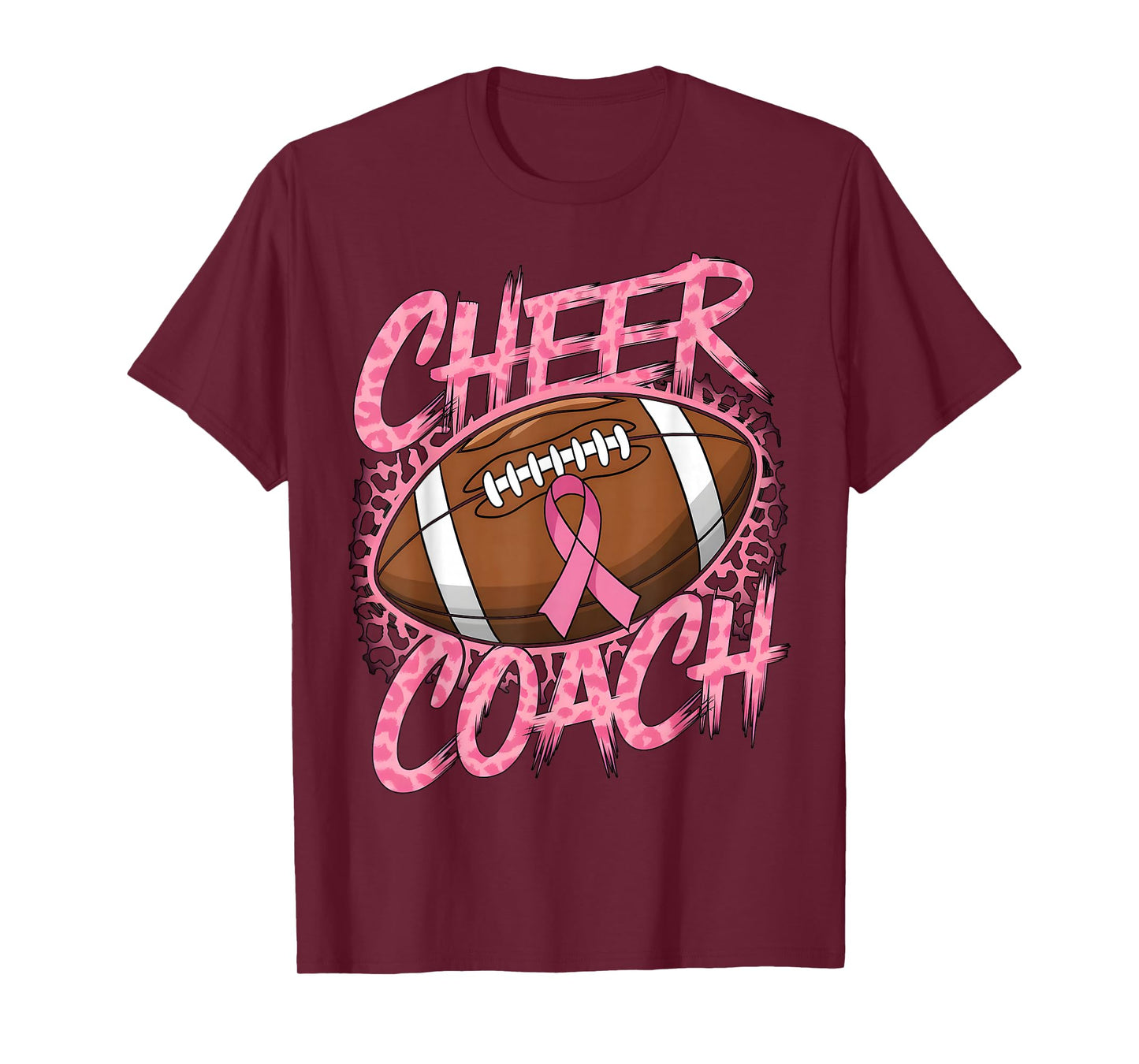 Football Cheer Coach Pink Ribbon Breast Cancer Awareness T-Shirt