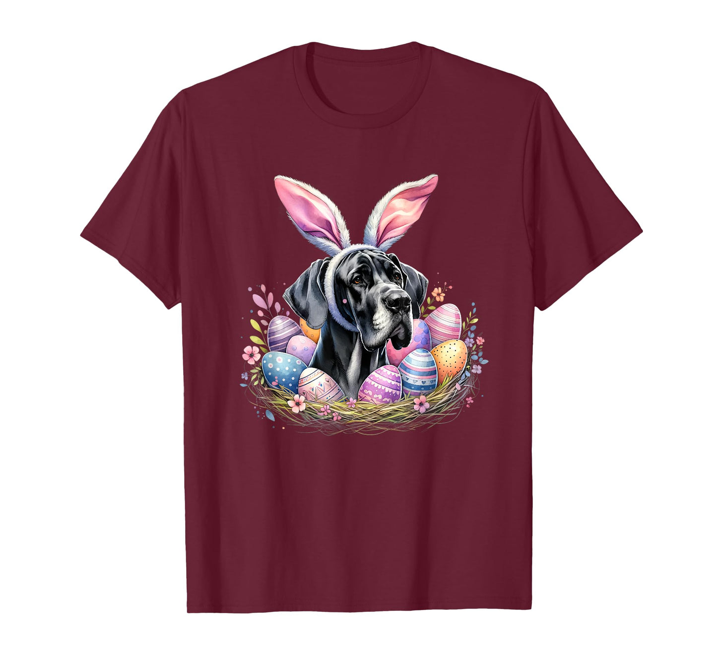 Great Dane Dog Bunny Ears Easter Day T-Shirt