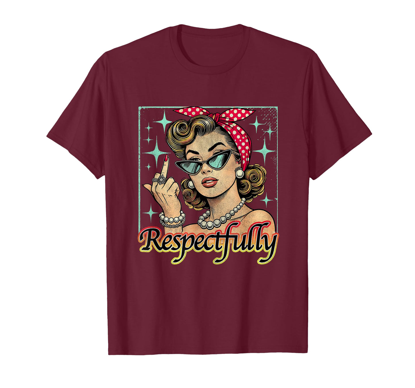 Funny Retro Vintage Respectfully Middle Finger Feminist T-Shirt