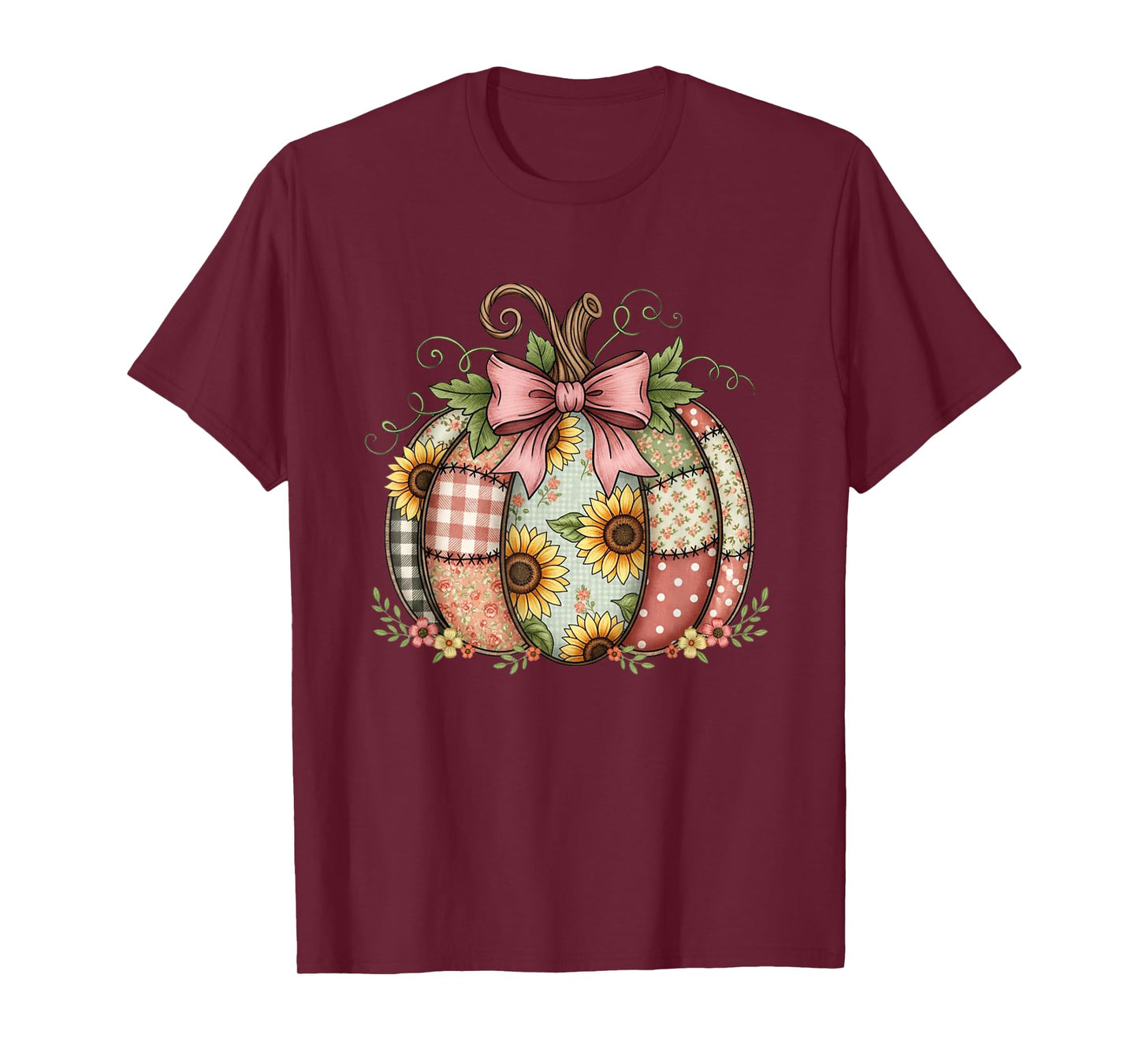 Sewing Mom Quilting Patchwork Pumpkin Quilt Floral Fall T-Shirt