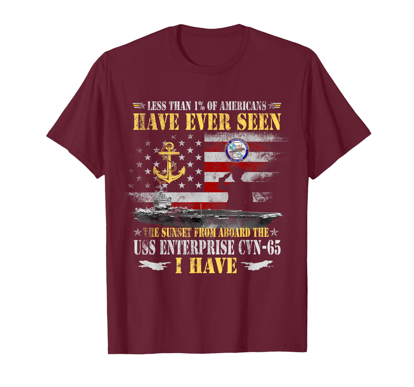 USS Enterprise CVN-65 Aircraft Carrier Veteran Vintage Flag T-Shirt