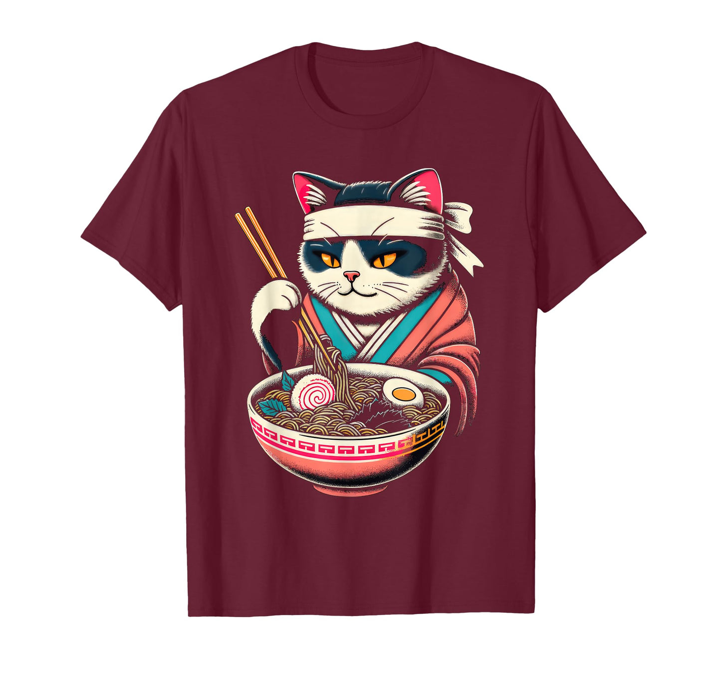 Cat Ramen Graphic Tee Japanese Kawaii Anime Cat Funny Tshirt T-Shirt