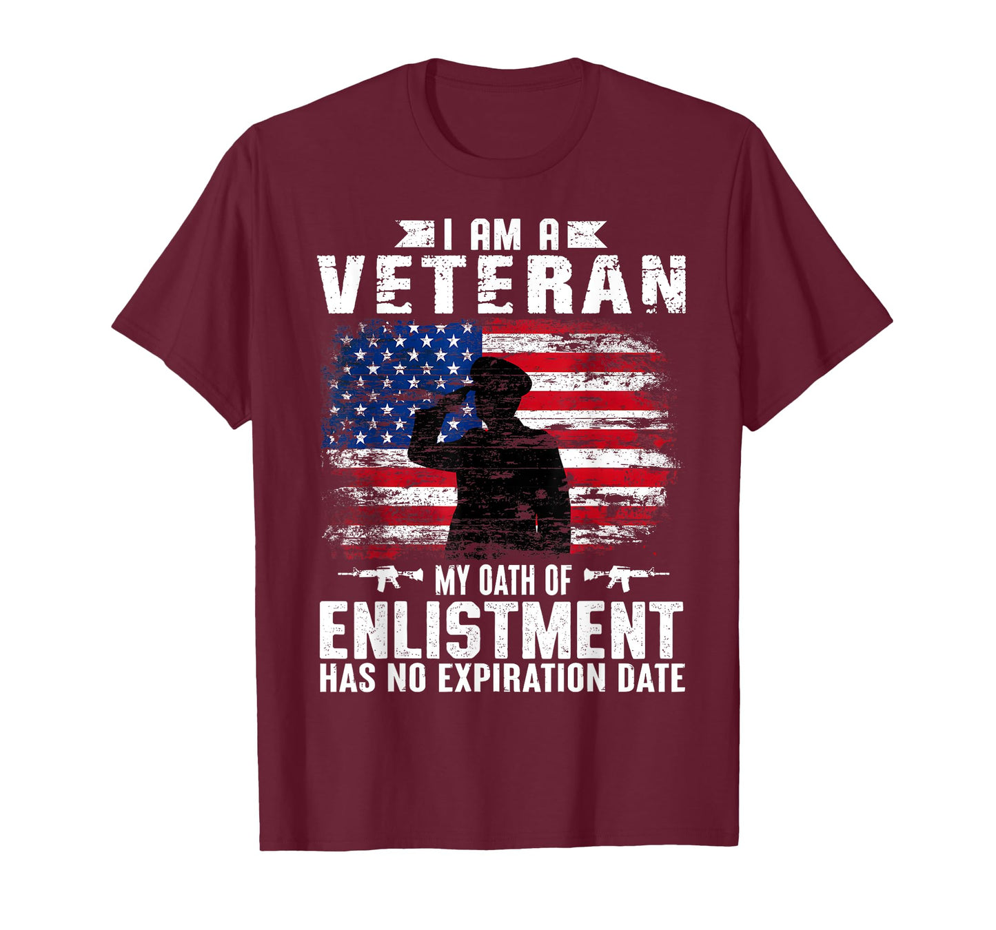 Support Military Veterans I Am A Veteran My Oath Of Enlistment Has No Expiration Date T-Shirt, Small, Black