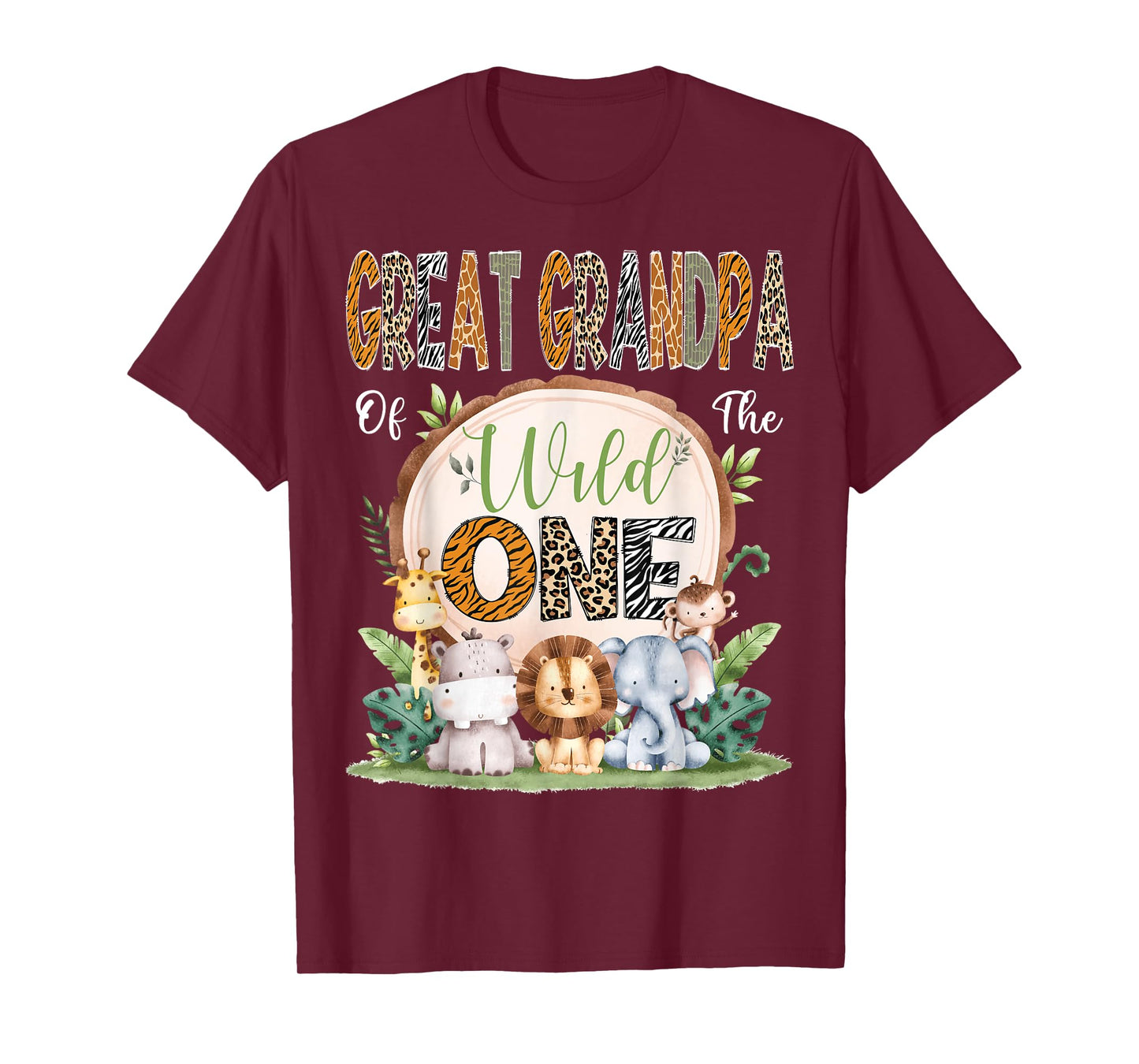 Great Grandpa Of The Wild One 1St Birthday Safari Woodland T-Shirt